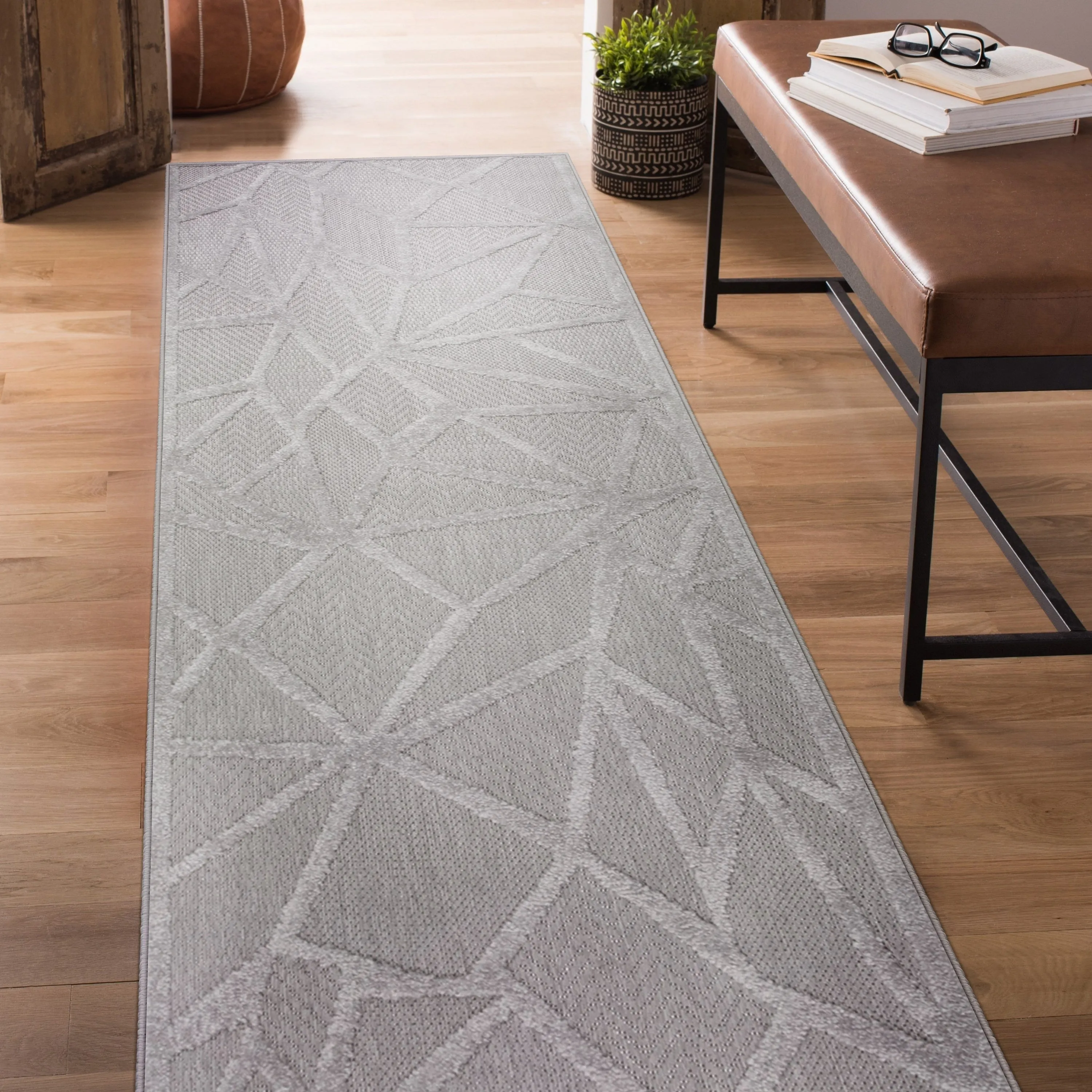 Leick Home 595587 Vennor Geometric Indoor Outdoor Area Rug Runner 2'x8'