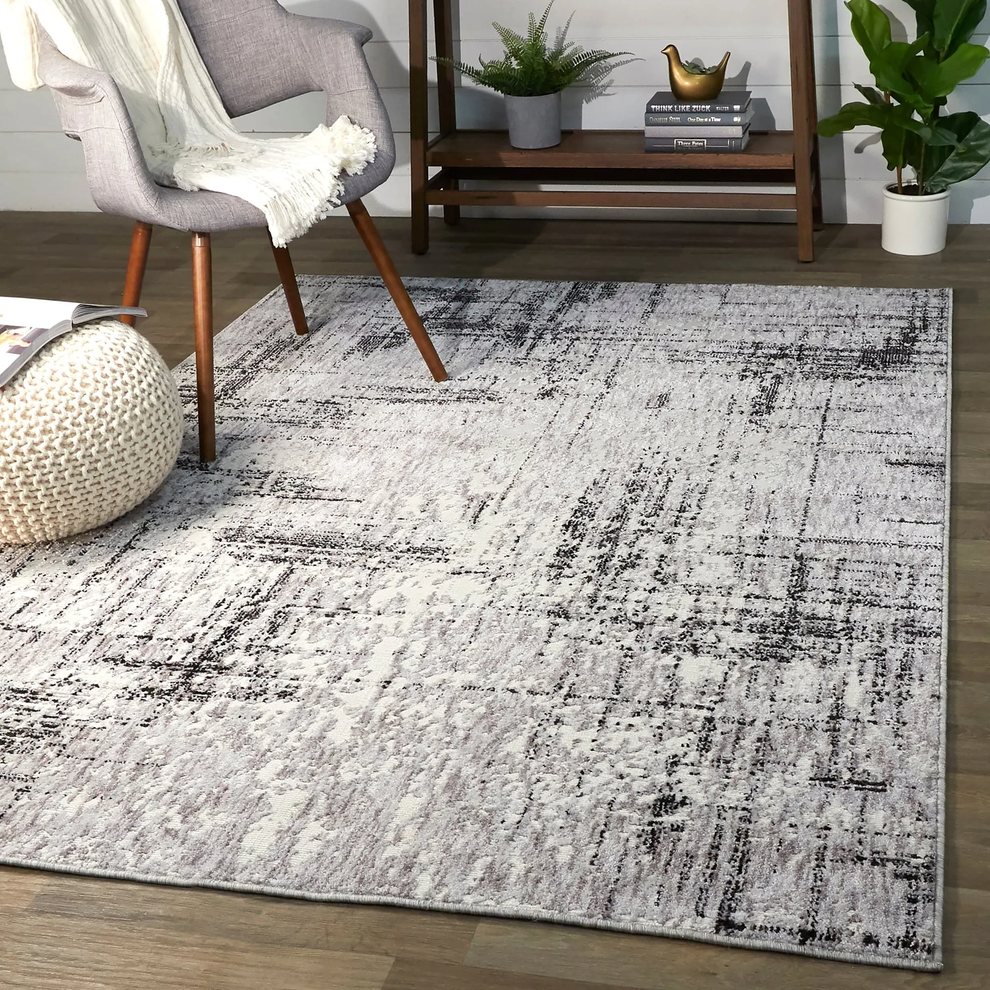 Leon Distressed Abstract Area Rug