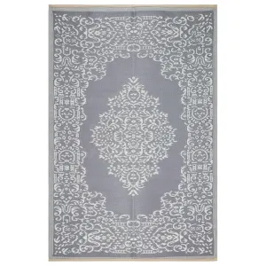 Lightweight Indoor Outdoor Reversible Area Rug - 5.9 x 8.9 Feet - Medallion Oriental- Grey - N/A