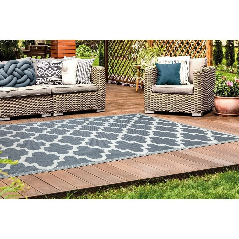 Lightweight Indoor Outdoor Reversible Area Rug - 5.9 x 8.9 Feet -Trellis - 5.9 x 8.9 - 5.9 x 8.9