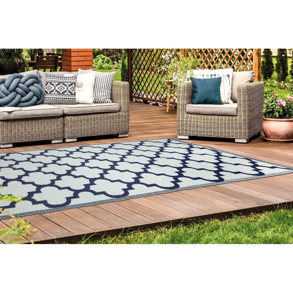 Lightweight Indoor Outdoor Reversible Area Rug - 5.9 x 8.9 Feet -Trellis - 5.9 x 8.9 - 5.9 x 8.9