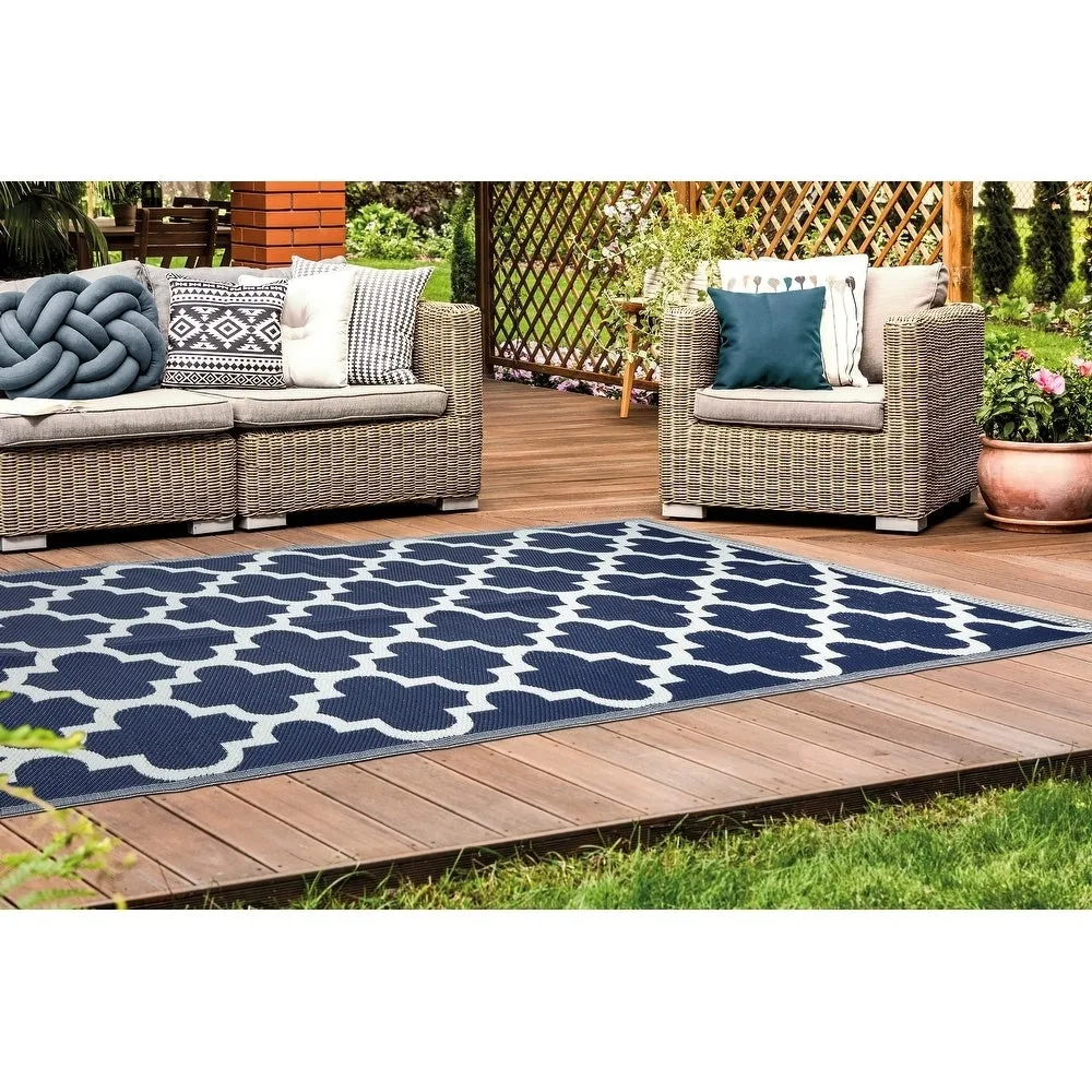 Lightweight Indoor Outdoor Reversible Area Rug - 5.9 x 8.9 Feet -Trellis - 5.9 x 8.9 - 5.9 x 8.9