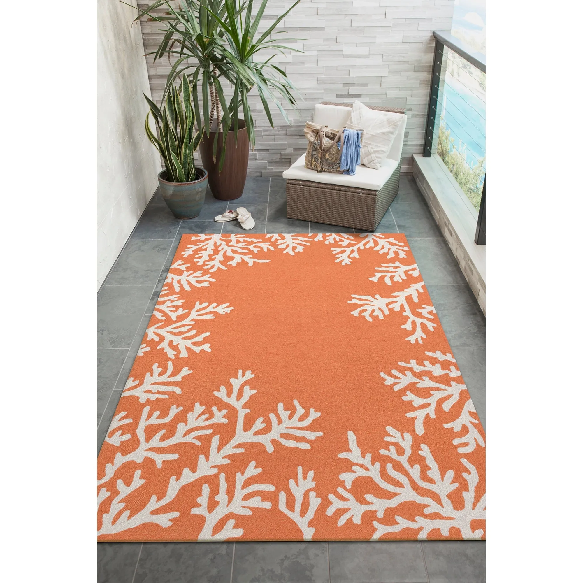 Liora Manne Capri Coral Border Indoor/Outdoor Rug