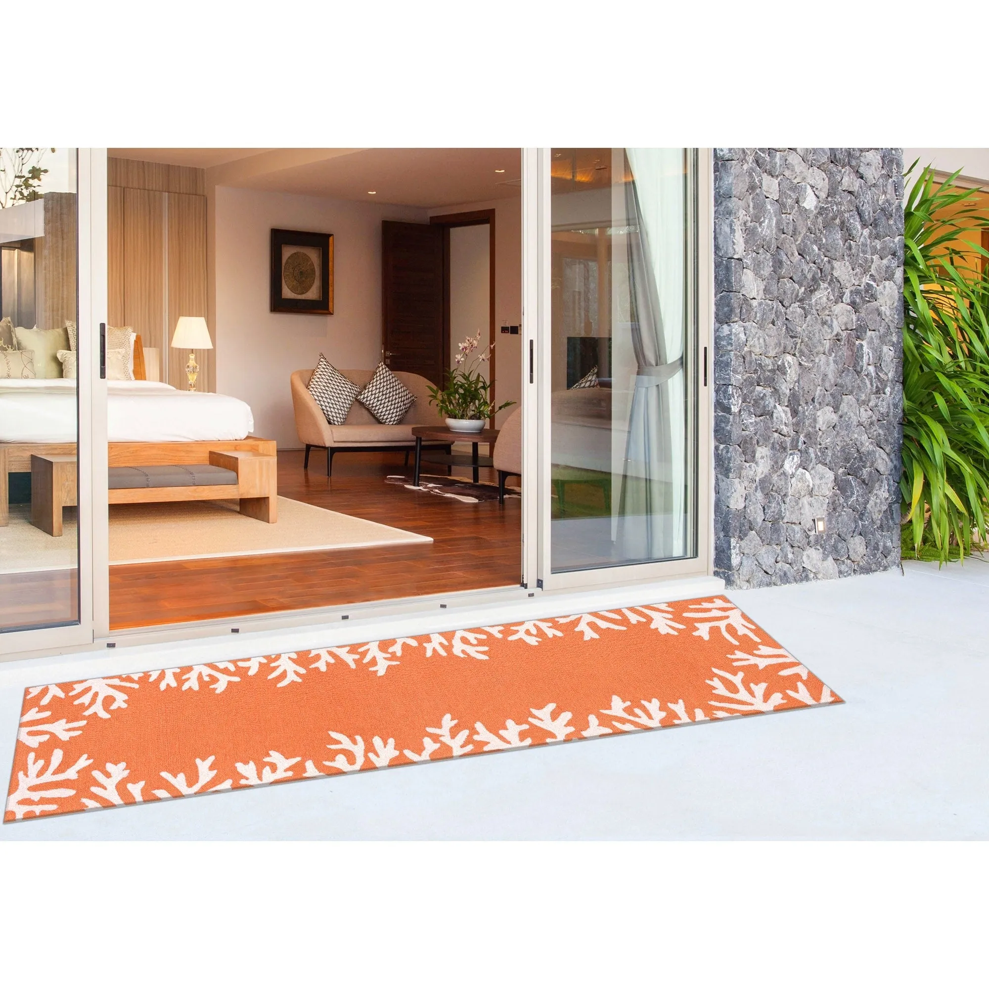 Liora Manne Capri Coral Border Indoor/Outdoor Rug