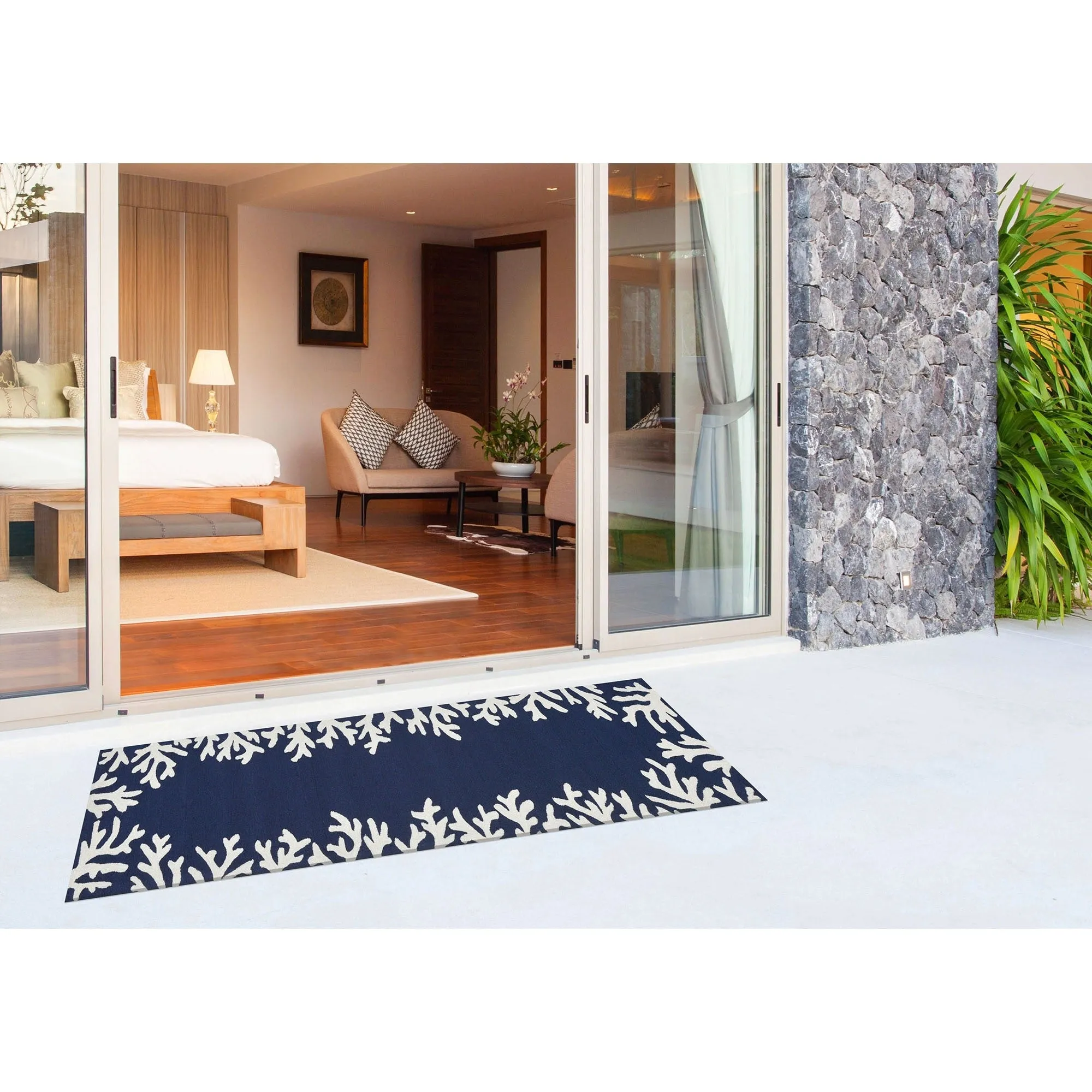 Liora Manne Capri Coral Border Indoor/Outdoor Rug