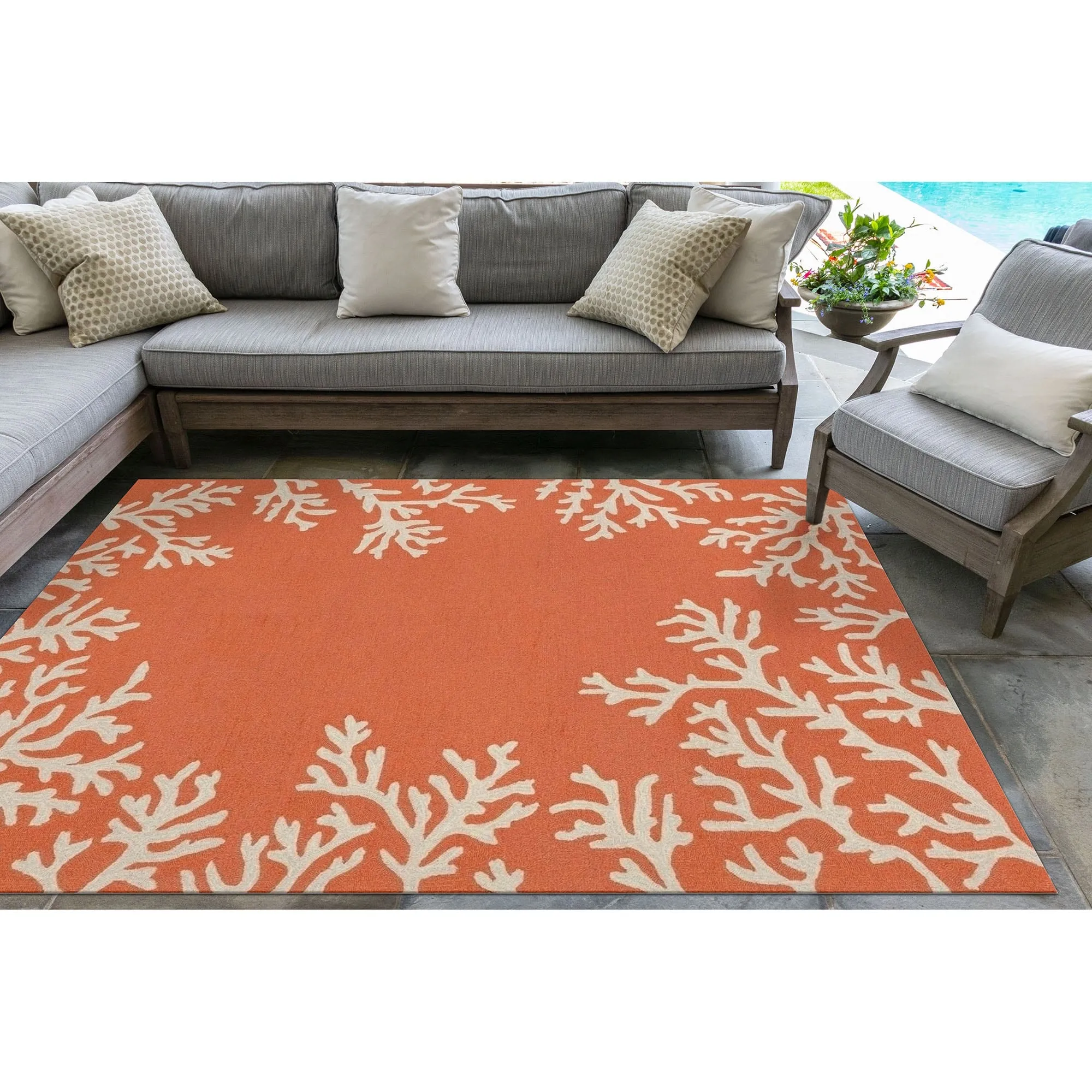 Liora Manne Capri Coral Border Indoor/Outdoor Rug