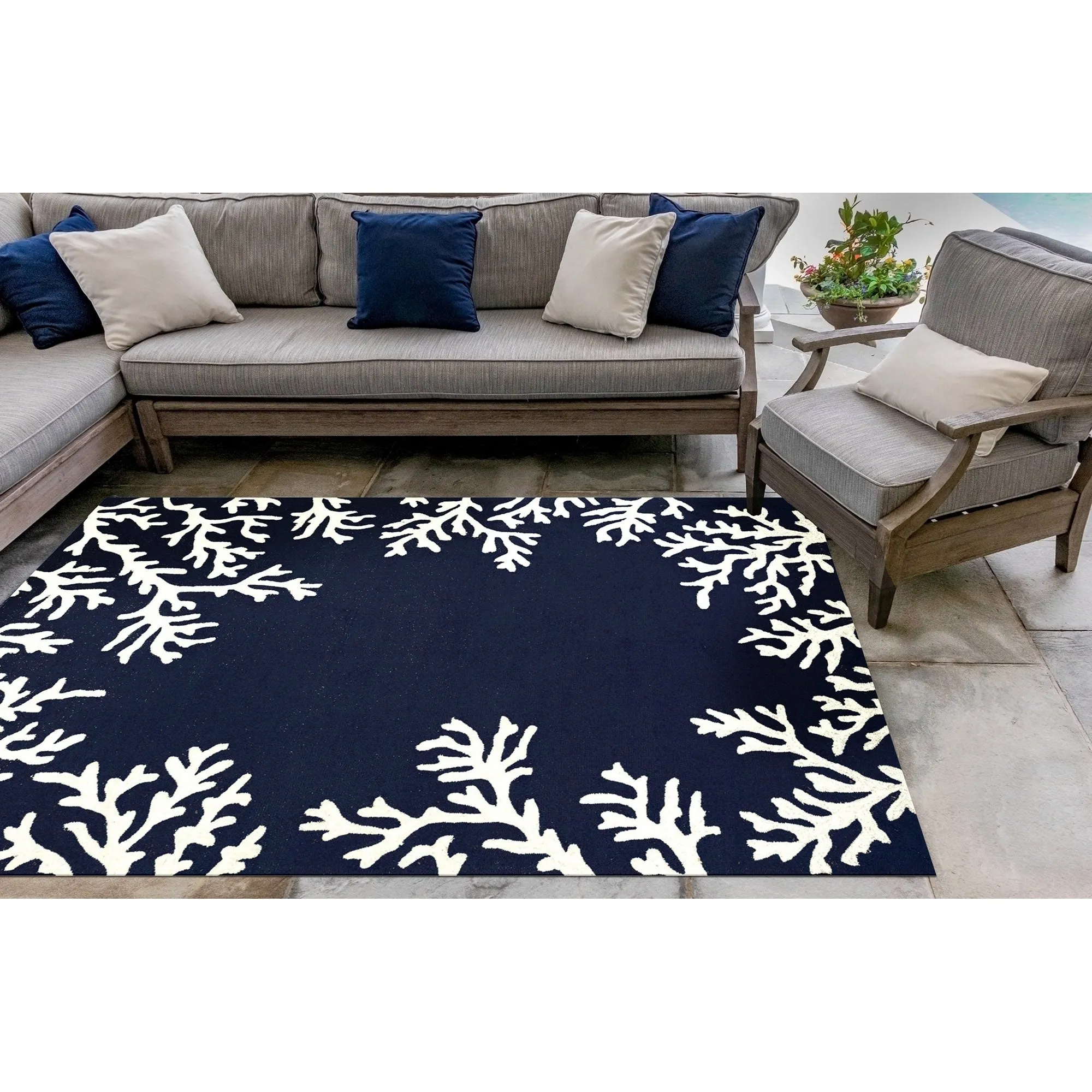Liora Manne Capri Coral Border Indoor/Outdoor Rug