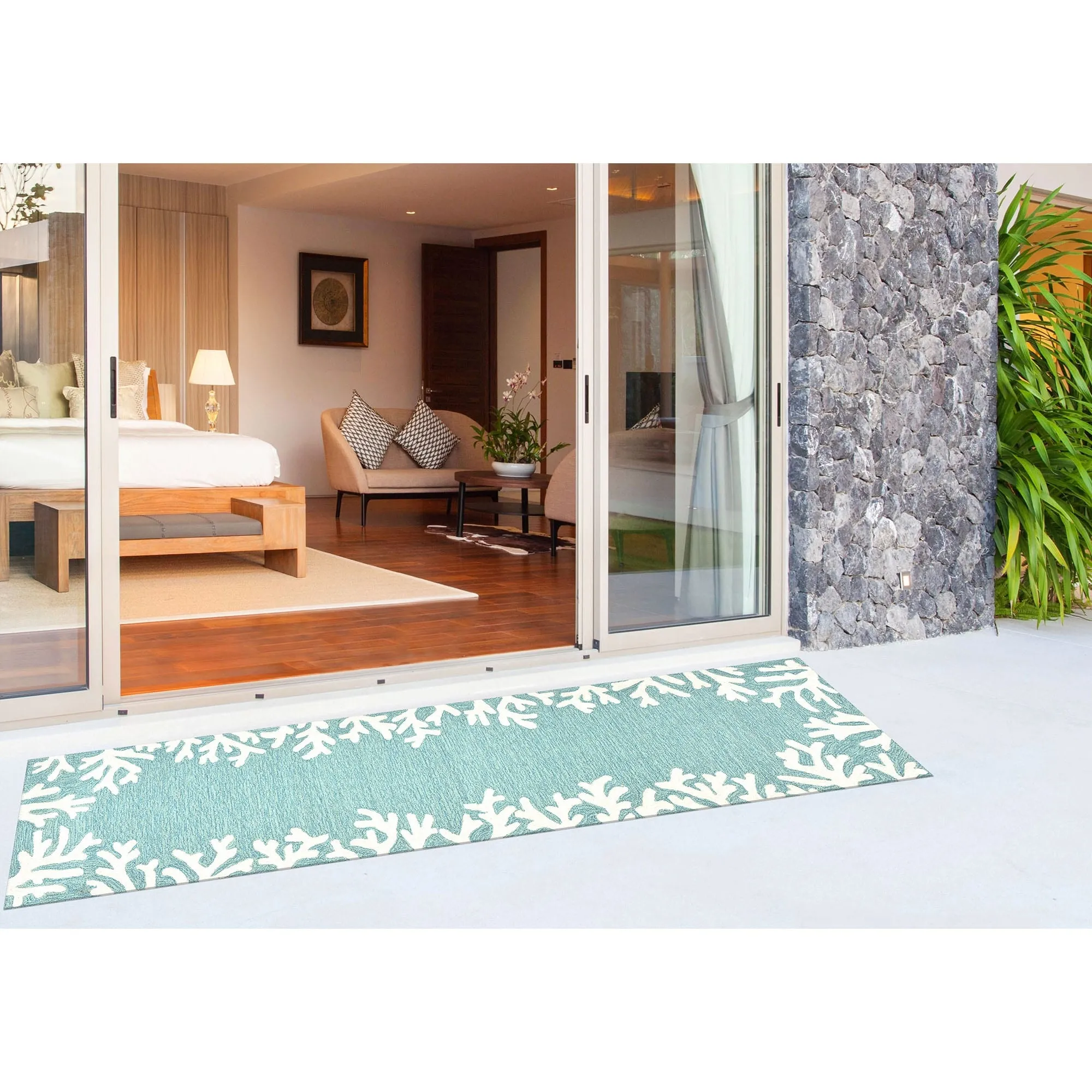 Liora Manne Capri Coral Border Indoor/Outdoor Rug