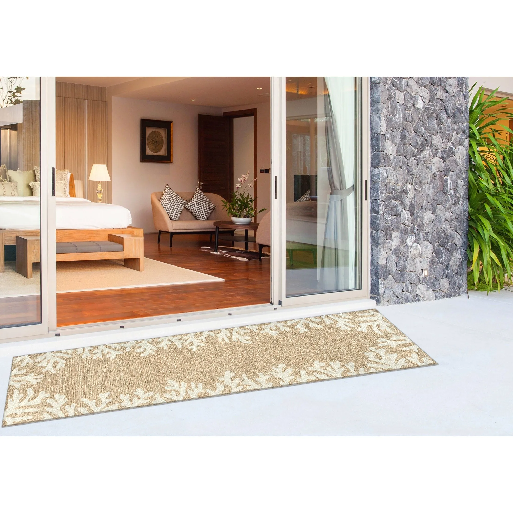 Liora Manne Capri Coral Border Indoor/Outdoor Rug