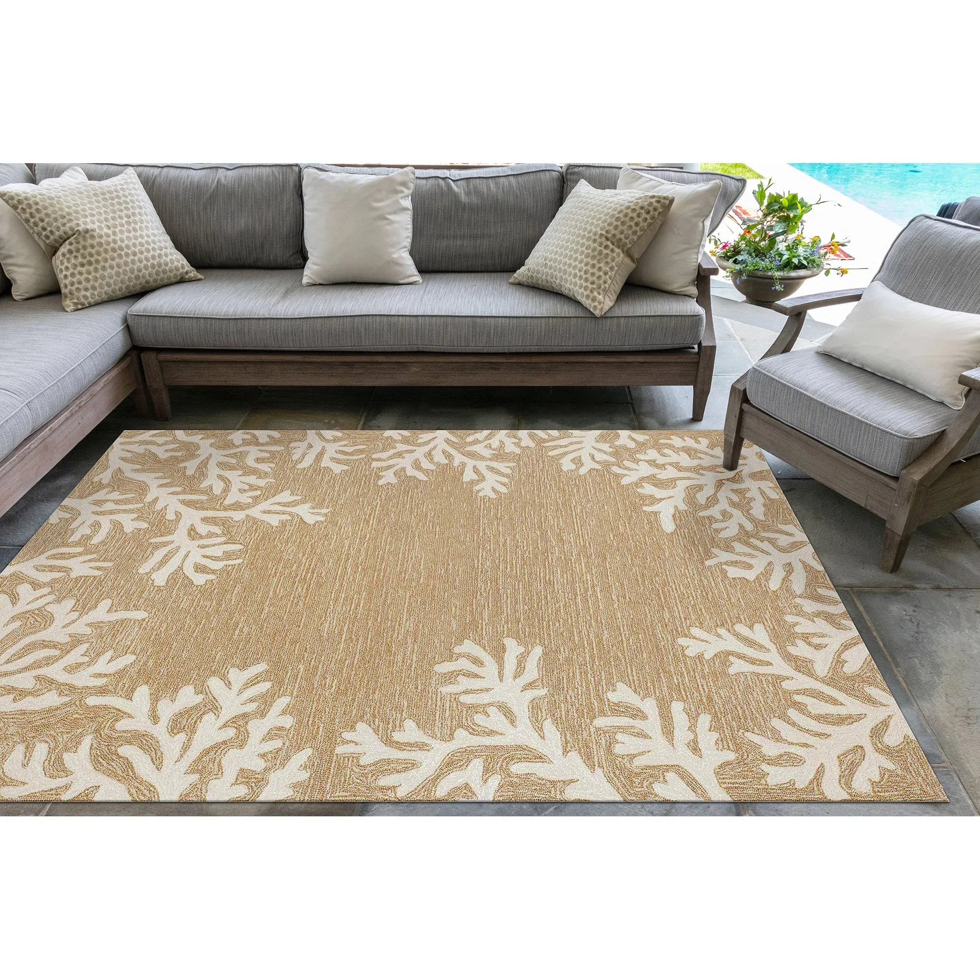 Liora Manne Capri Coral Border Indoor/Outdoor Rug