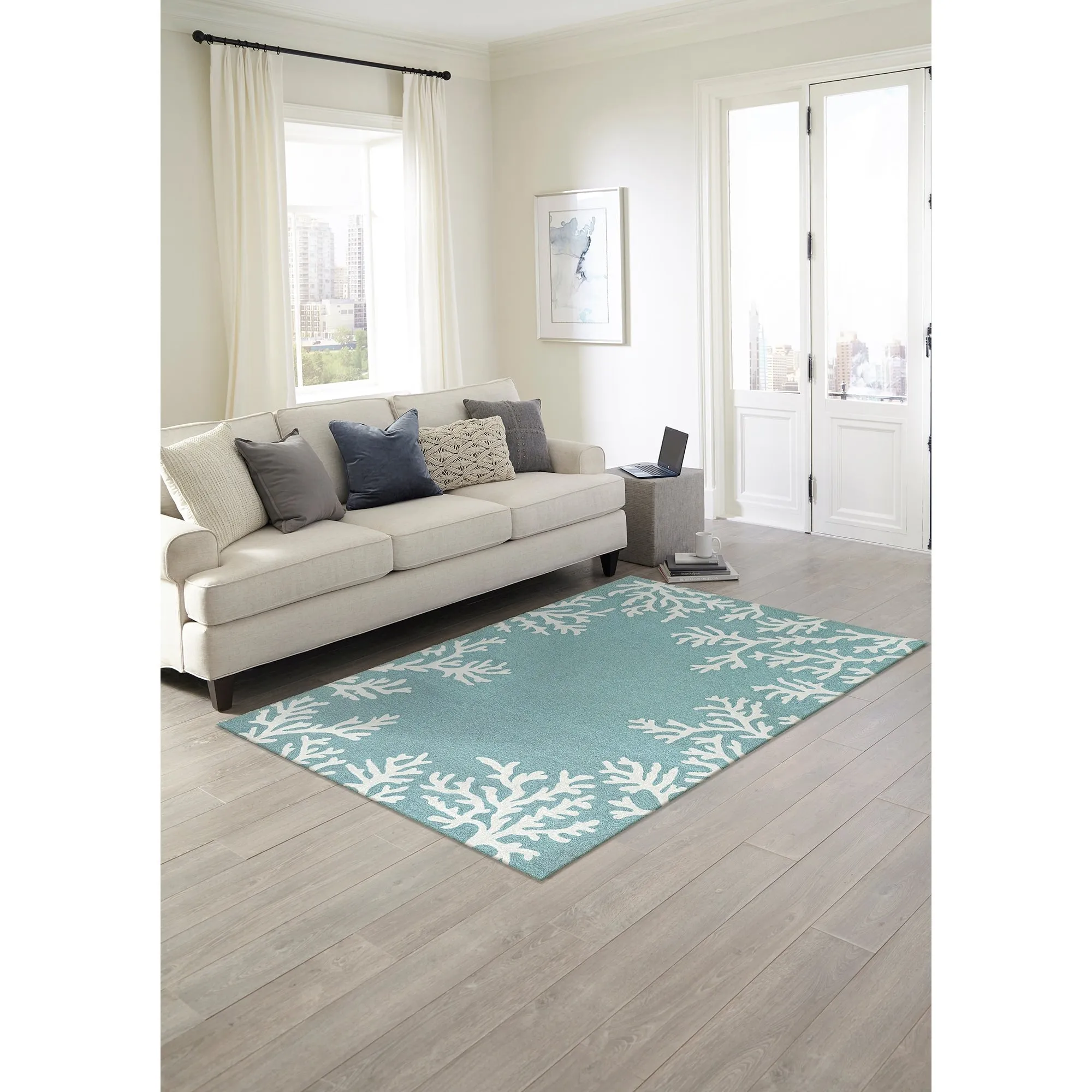 Liora Manne Capri Coral Border Indoor/Outdoor Rug