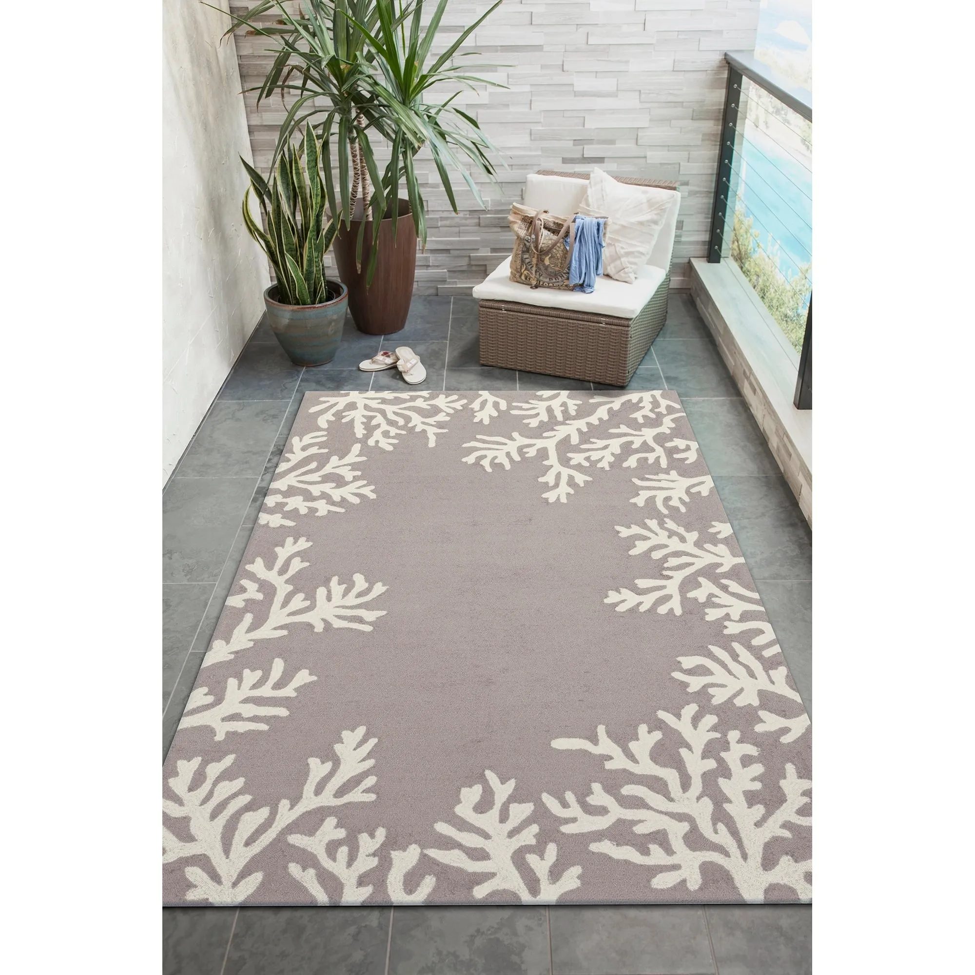 Liora Manne Capri Coral Border Indoor/Outdoor Rug