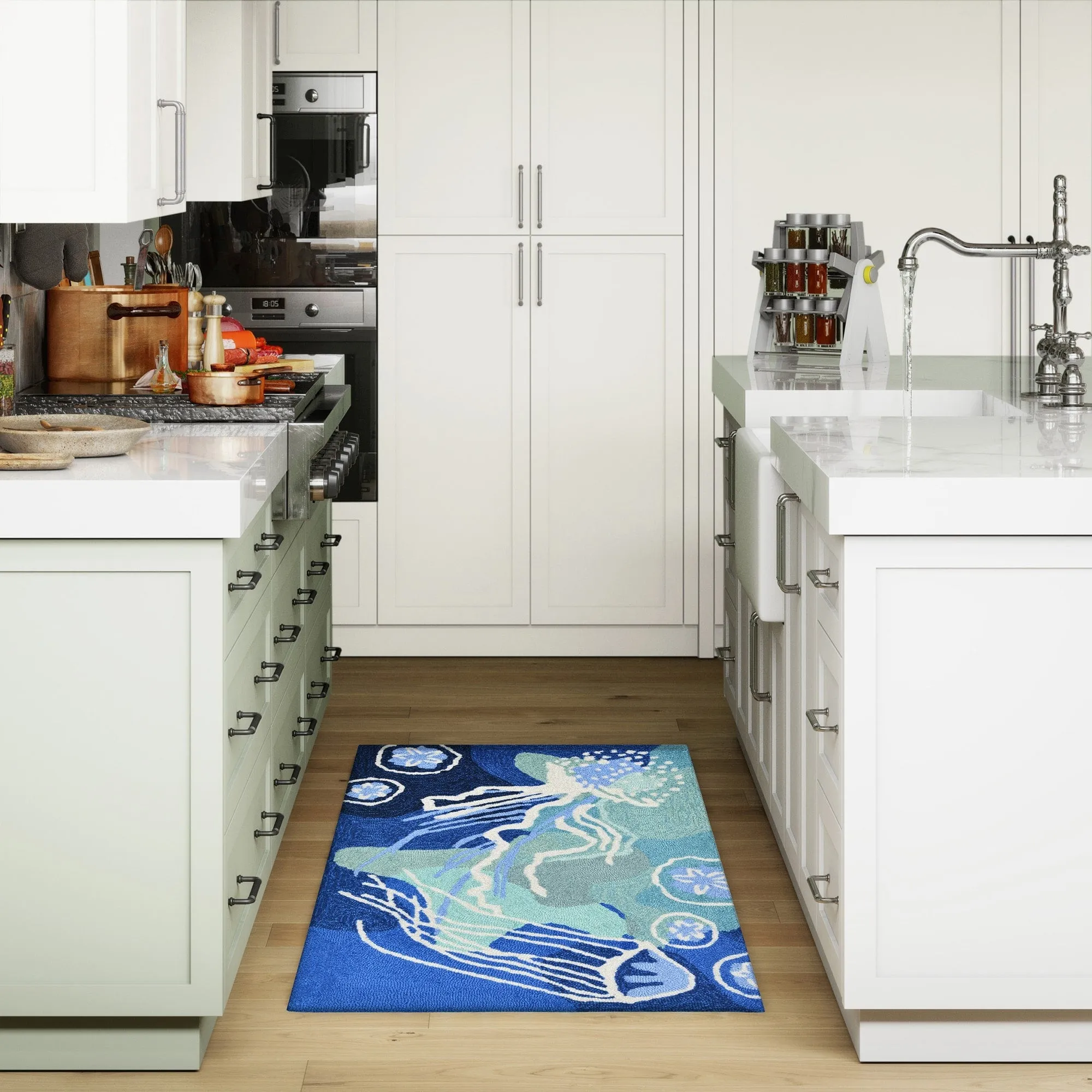 Liora Manne Capri Jelly Fish Indoor/Outdoor Rug Ocean