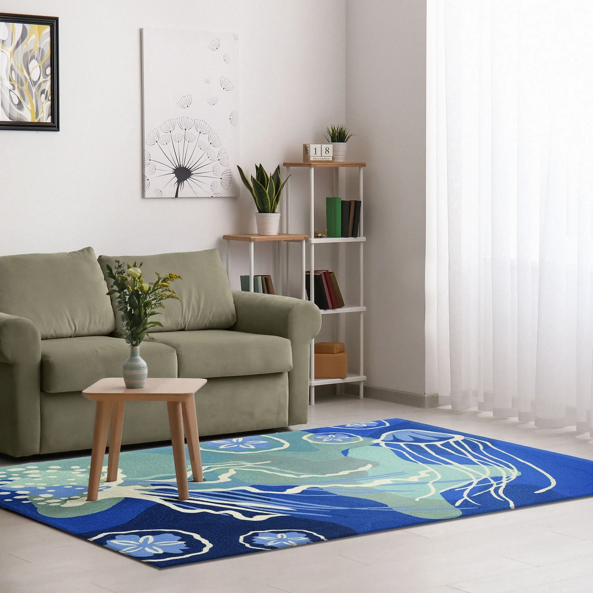 Liora Manne Capri Jelly Fish Indoor/Outdoor Rug Ocean