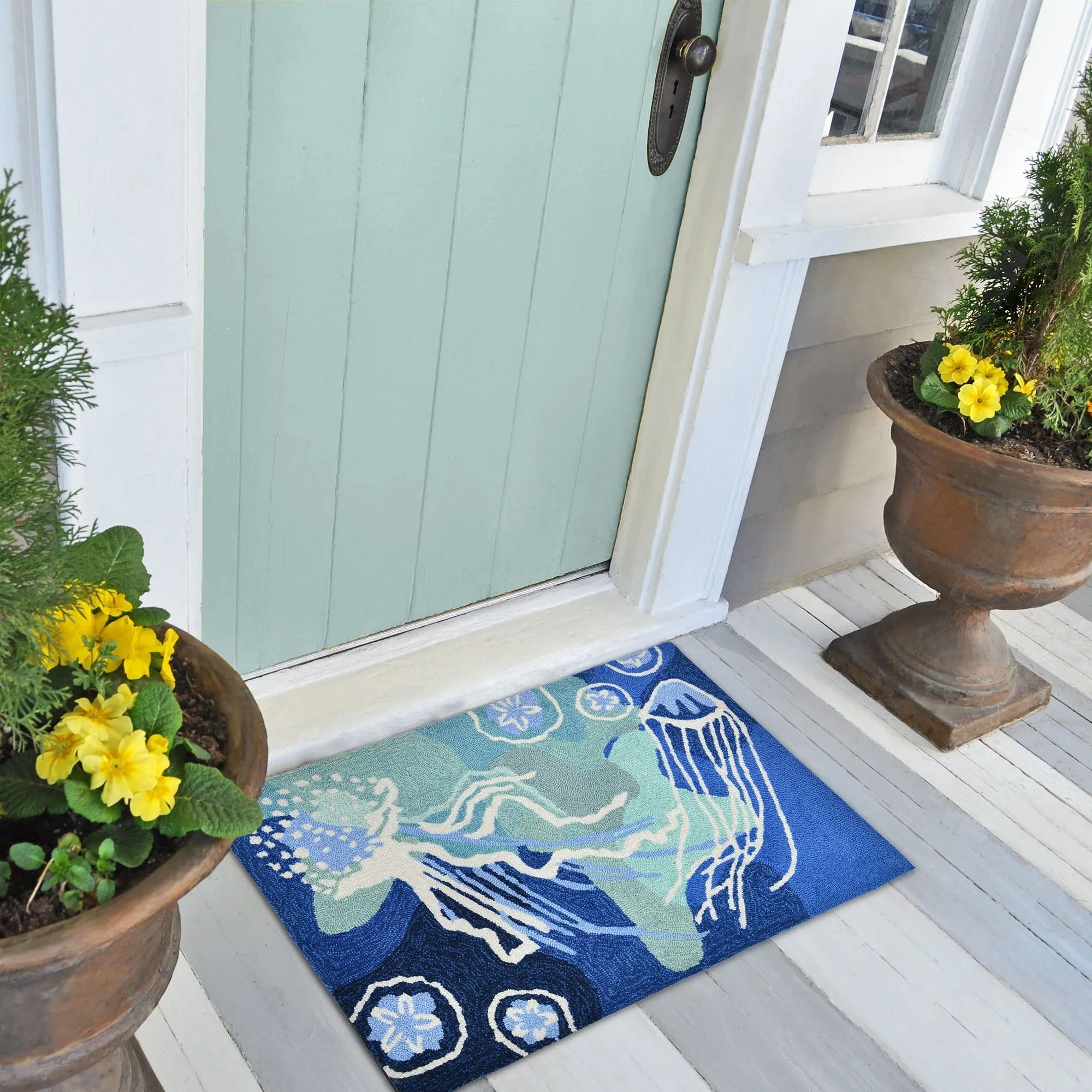 Liora Manne Capri Jelly Fish Indoor/Outdoor Rug Ocean