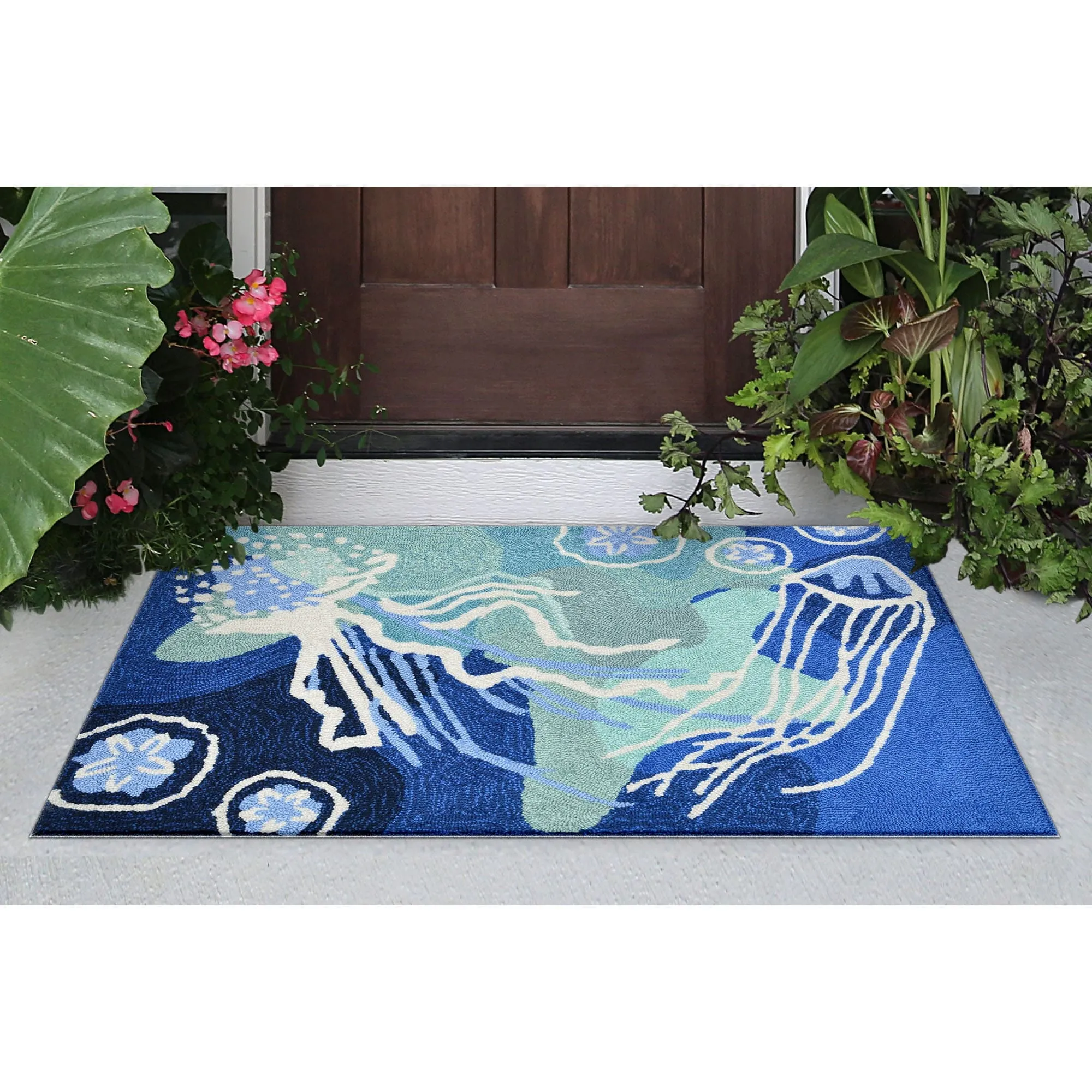 Liora Manne Capri Jelly Fish Indoor/Outdoor Rug Ocean