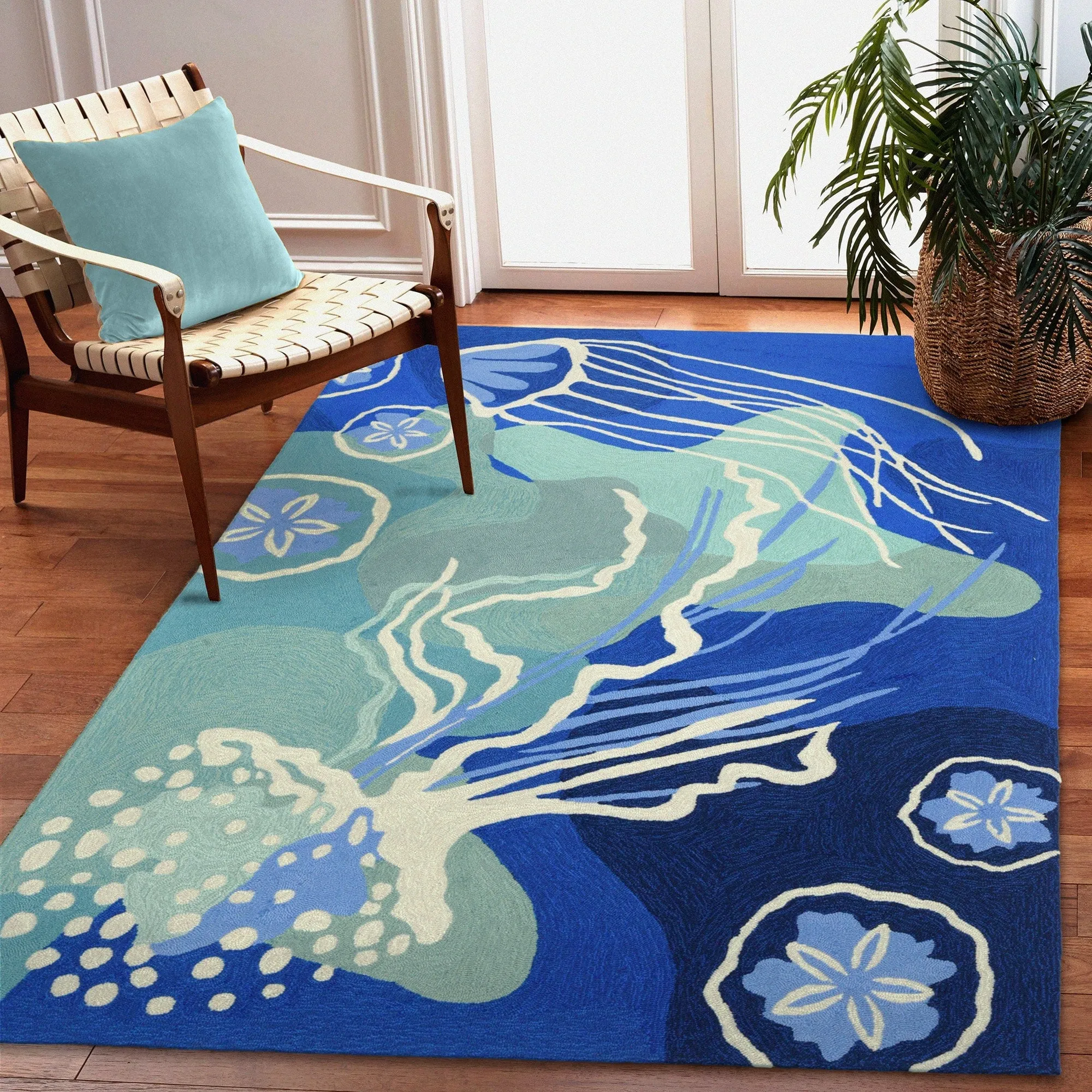 Liora Manne Capri Jelly Fish Indoor/Outdoor Rug Ocean
