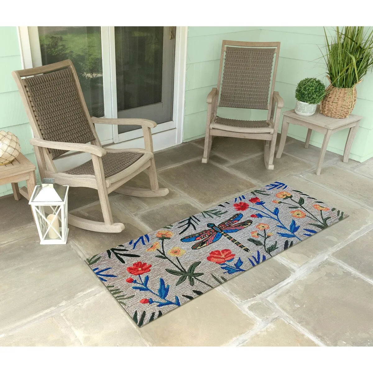 Liora Manne Frontporch Floral Dragonfly Indoor/Outdoor Area Rug