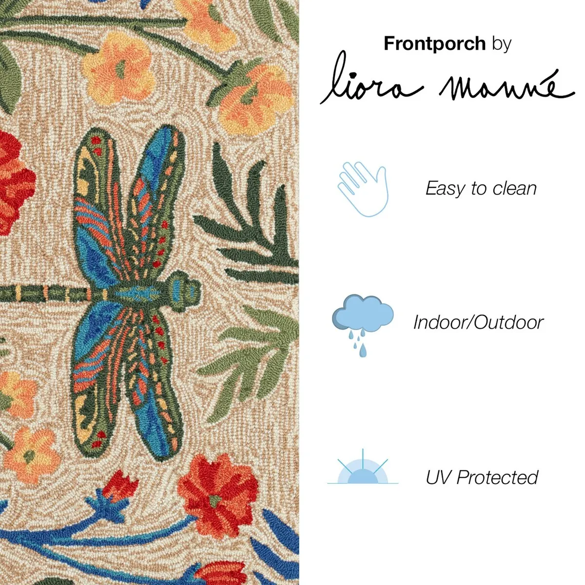 Liora Manne Frontporch Floral Dragonfly Indoor/Outdoor Area Rug