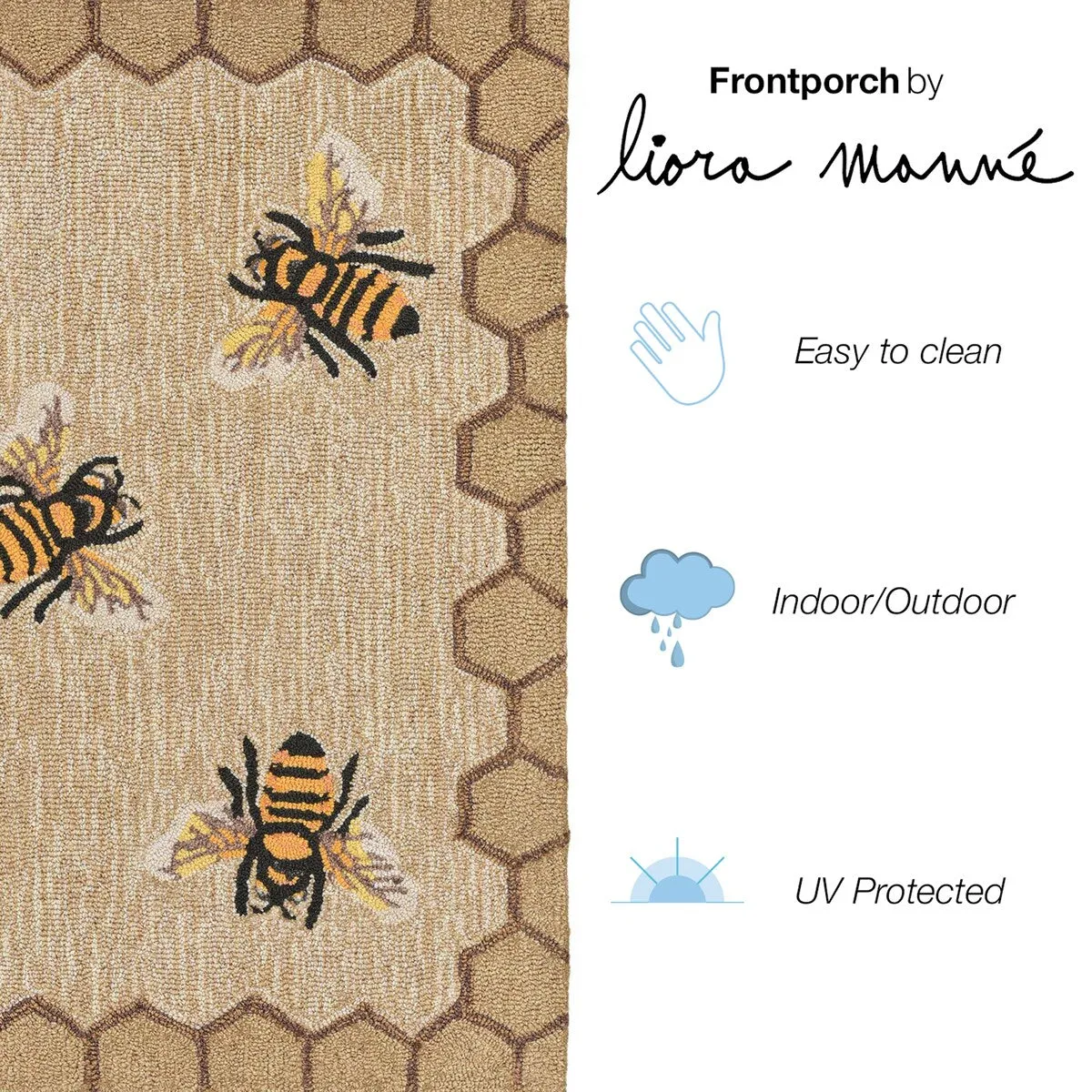 Liora Manne Frontporch Honeycomb Bee Indoor/Outdoor Rug