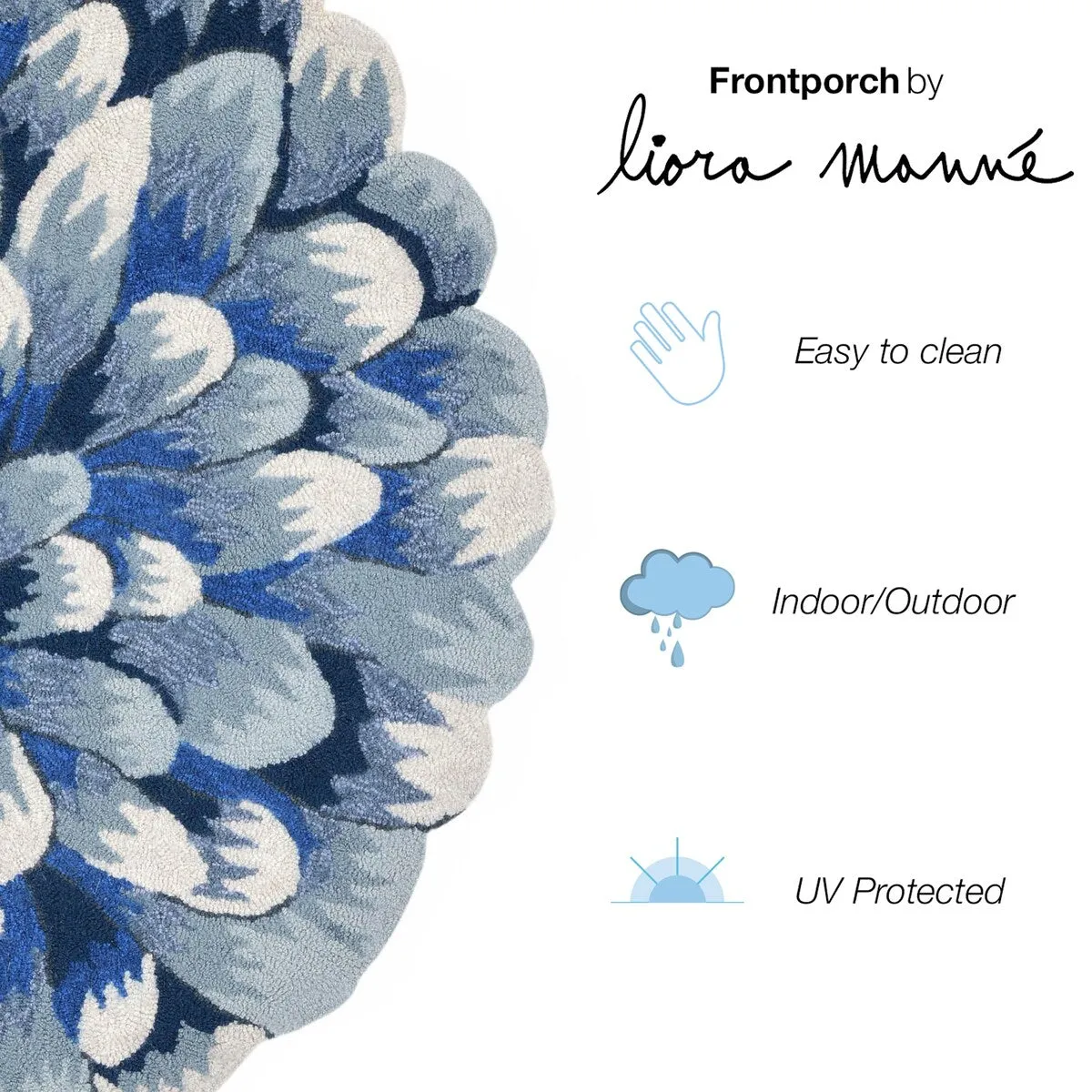 Liora Manne Frontporch Mum Indoor/Outdoor Rug Blue 5' RD - 5' RD