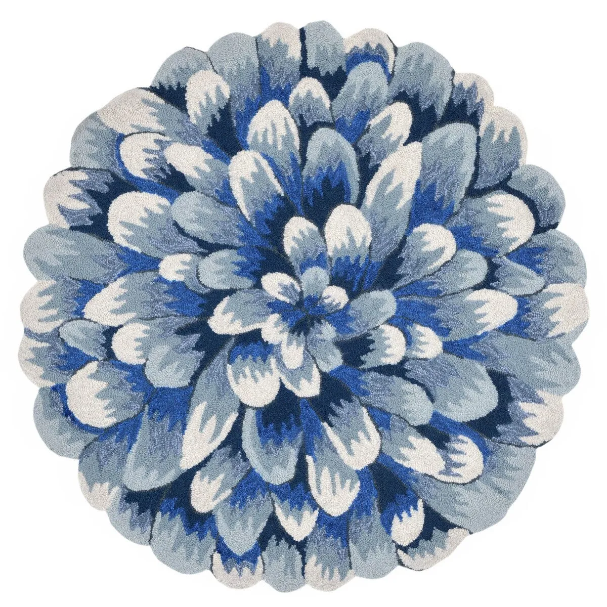 Liora Manne Frontporch Mum Indoor/Outdoor Rug Blue 5' RD - 5' RD