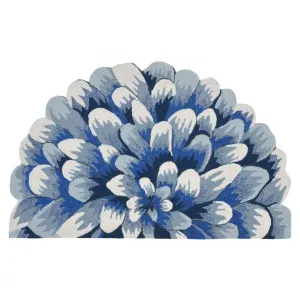 Liora Manne Frontporch Mum Indoor/Outdoor Rug Blue 5' RD - 5' RD