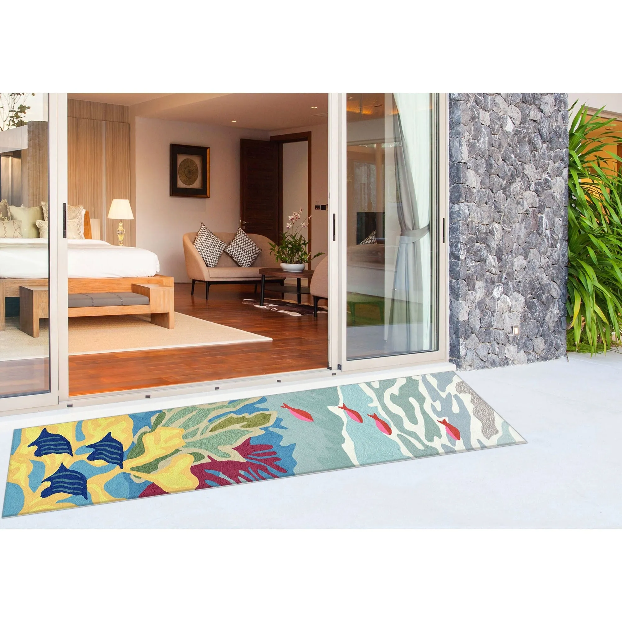 Liora Manne Ravella Ocean View Indoor/Outdoor Rug Blue 2' x 5' - 2' x 5'