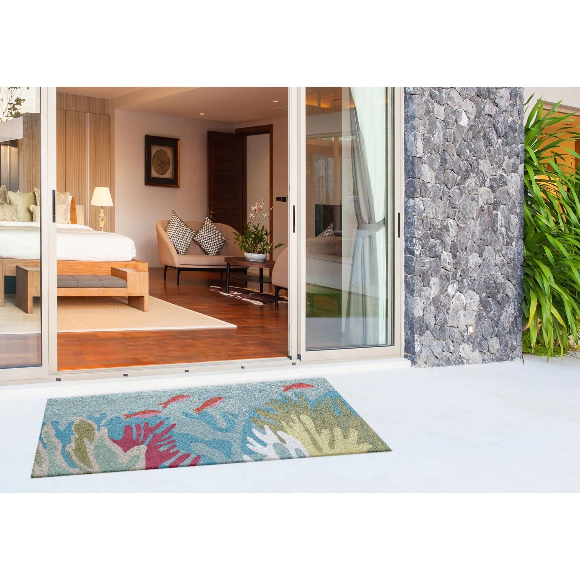 Liora Manne Ravella Ocean View Indoor/Outdoor Rug Blue 2' x 5' - 2' x 5'