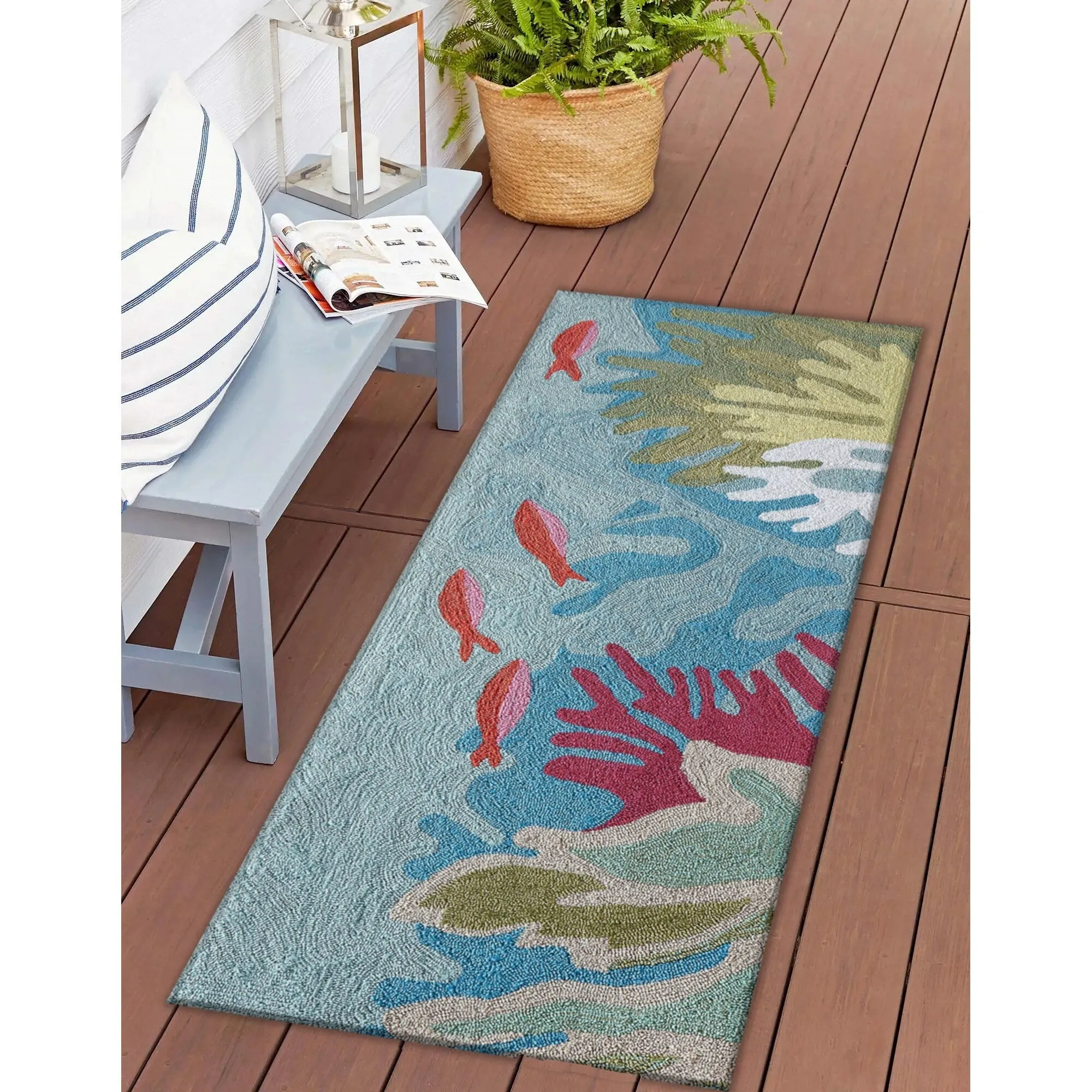 Liora Manne Ravella Ocean View Indoor/Outdoor Rug Blue 2' x 5' - 2' x 5'