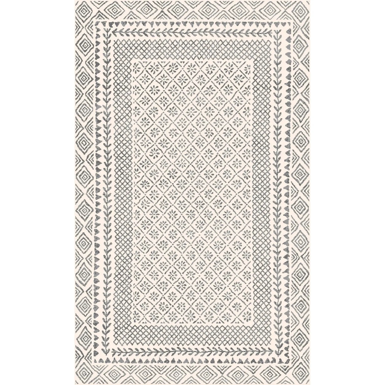 Livabliss Bahar Eclectic Border Area Rug
