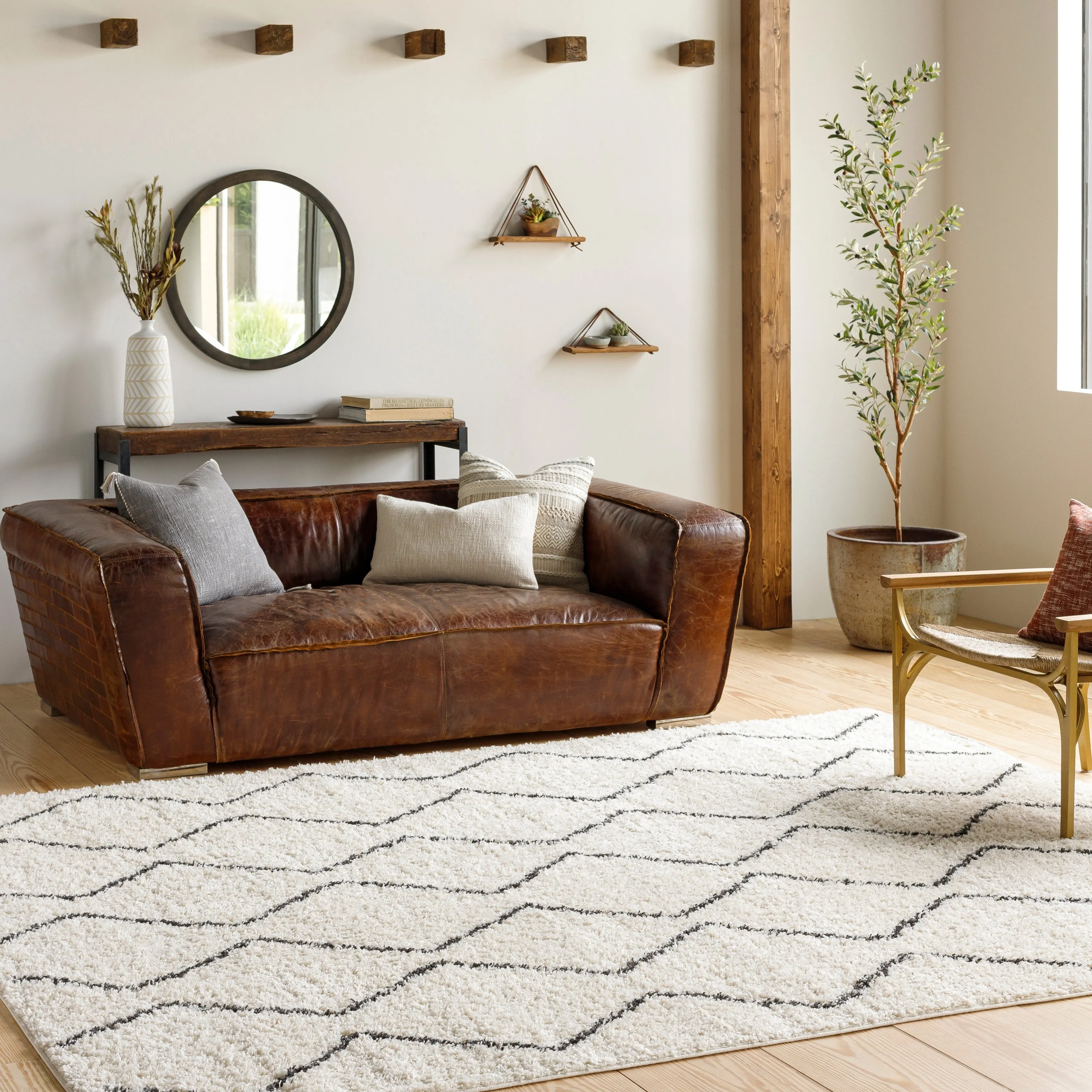 Livabliss Kasey Plush Boho Stripe Area Rug