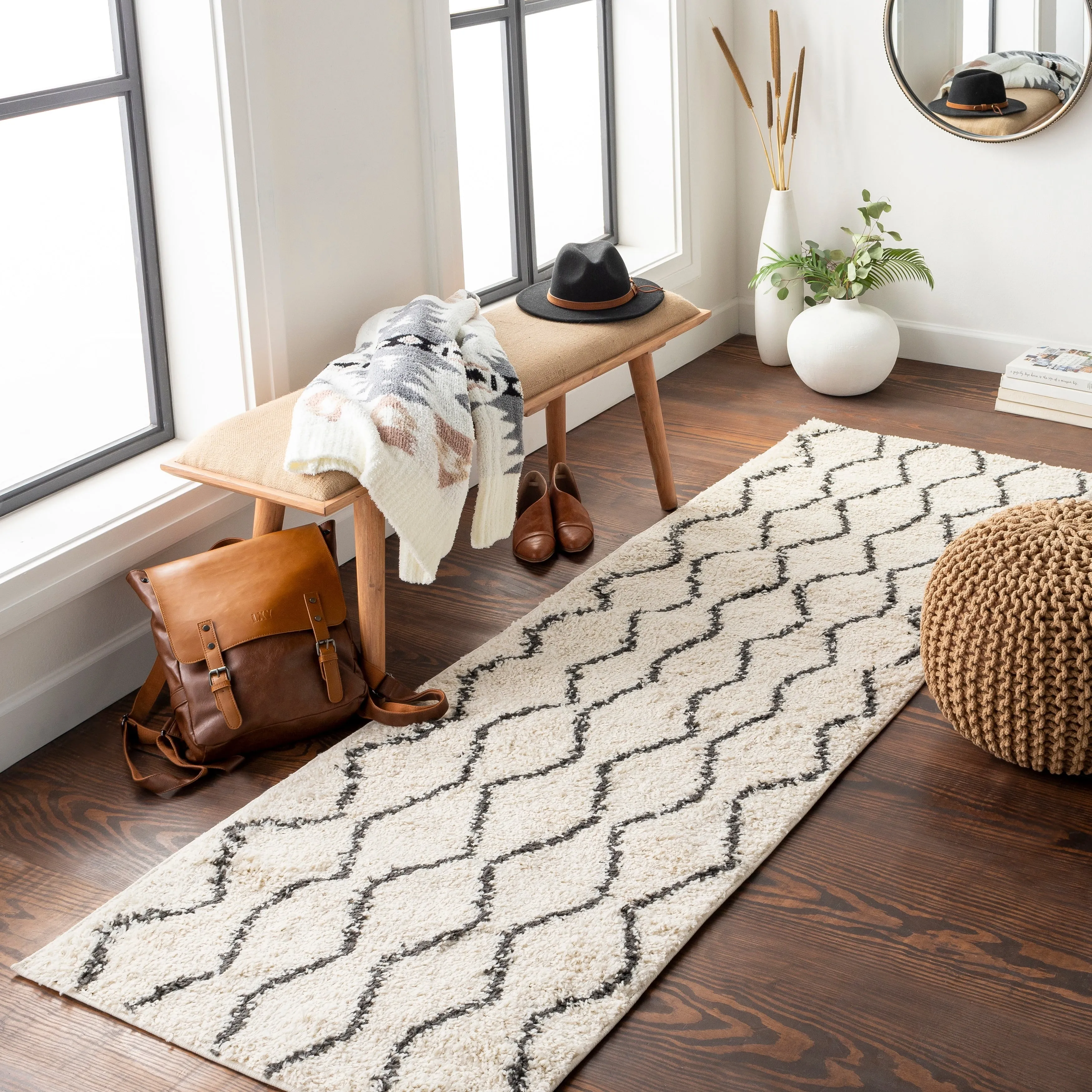 Livabliss Kasey Plush Boho Stripe Area Rug