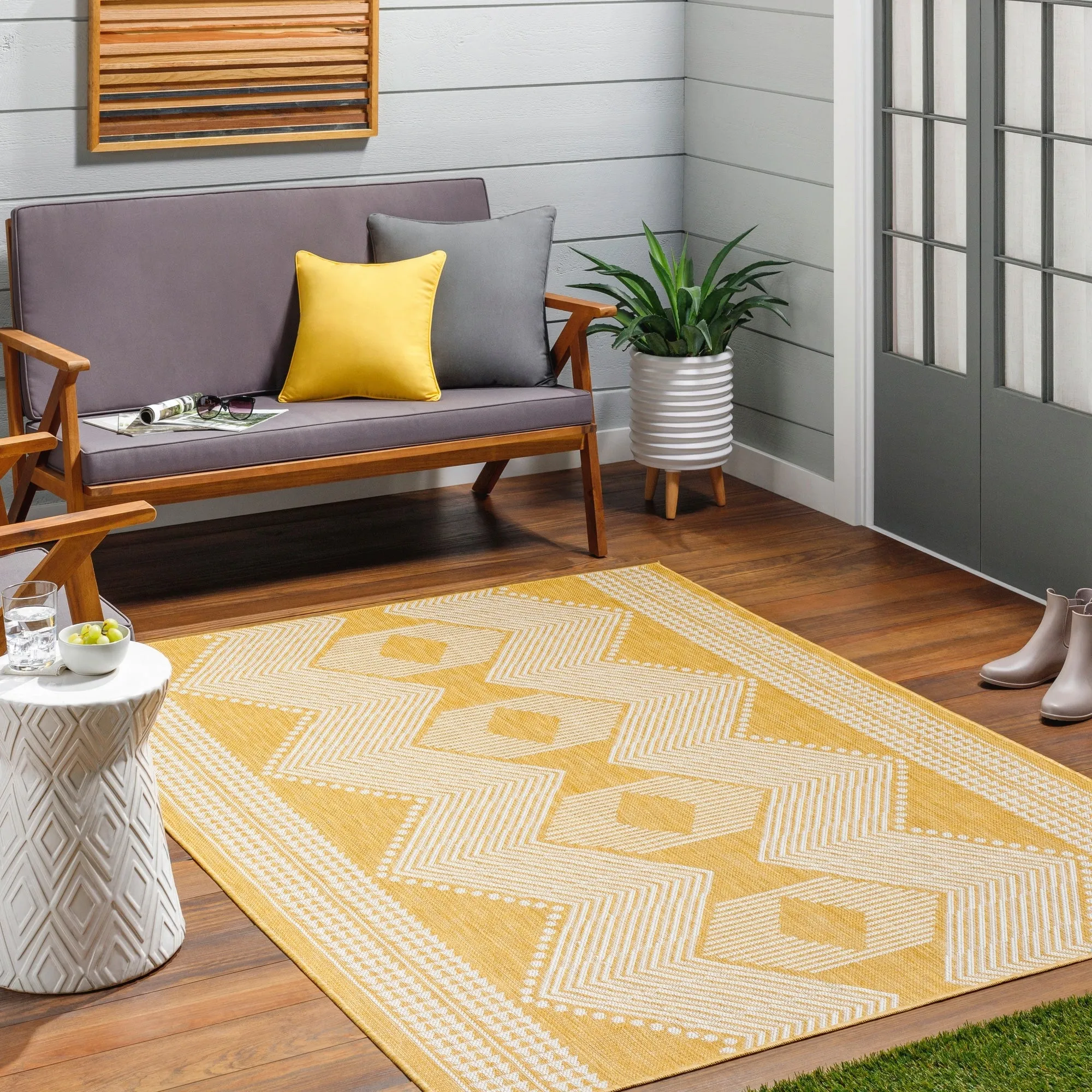 Livabliss Long Beach Outdoor Safe Boho Stripe Area Rug