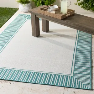 Livabliss Transitional Alfresco Border Indoor/Outdoor Area Rug