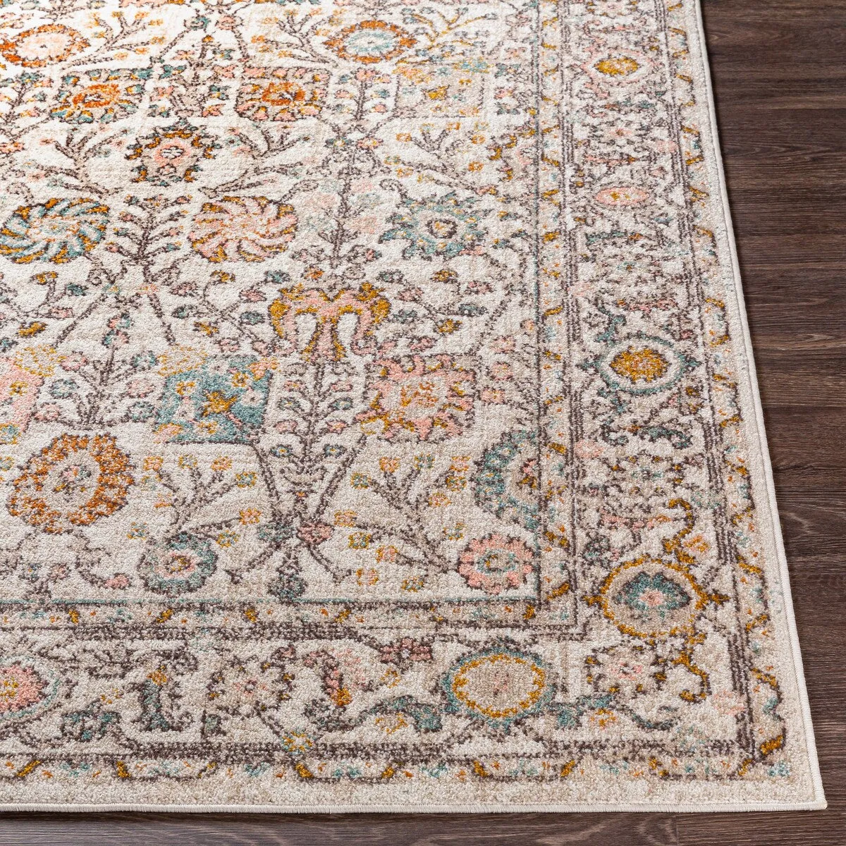 Livabliss Willa Bordered Floral Area Rug