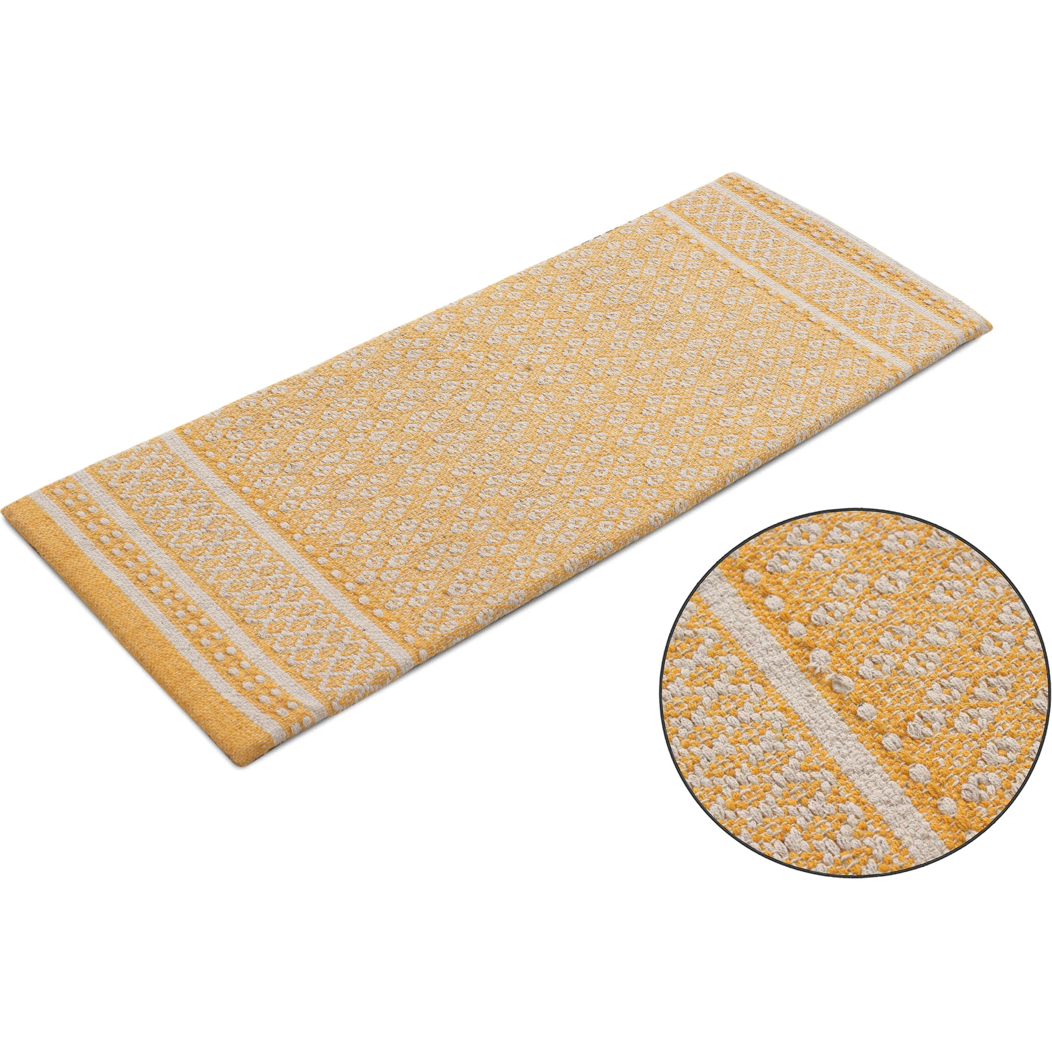 Luxurious Woven Cotton Kitchen Runner Mat Rug - Anti-Fatigue. Anti-Skid. Cushioned - 18''x48''