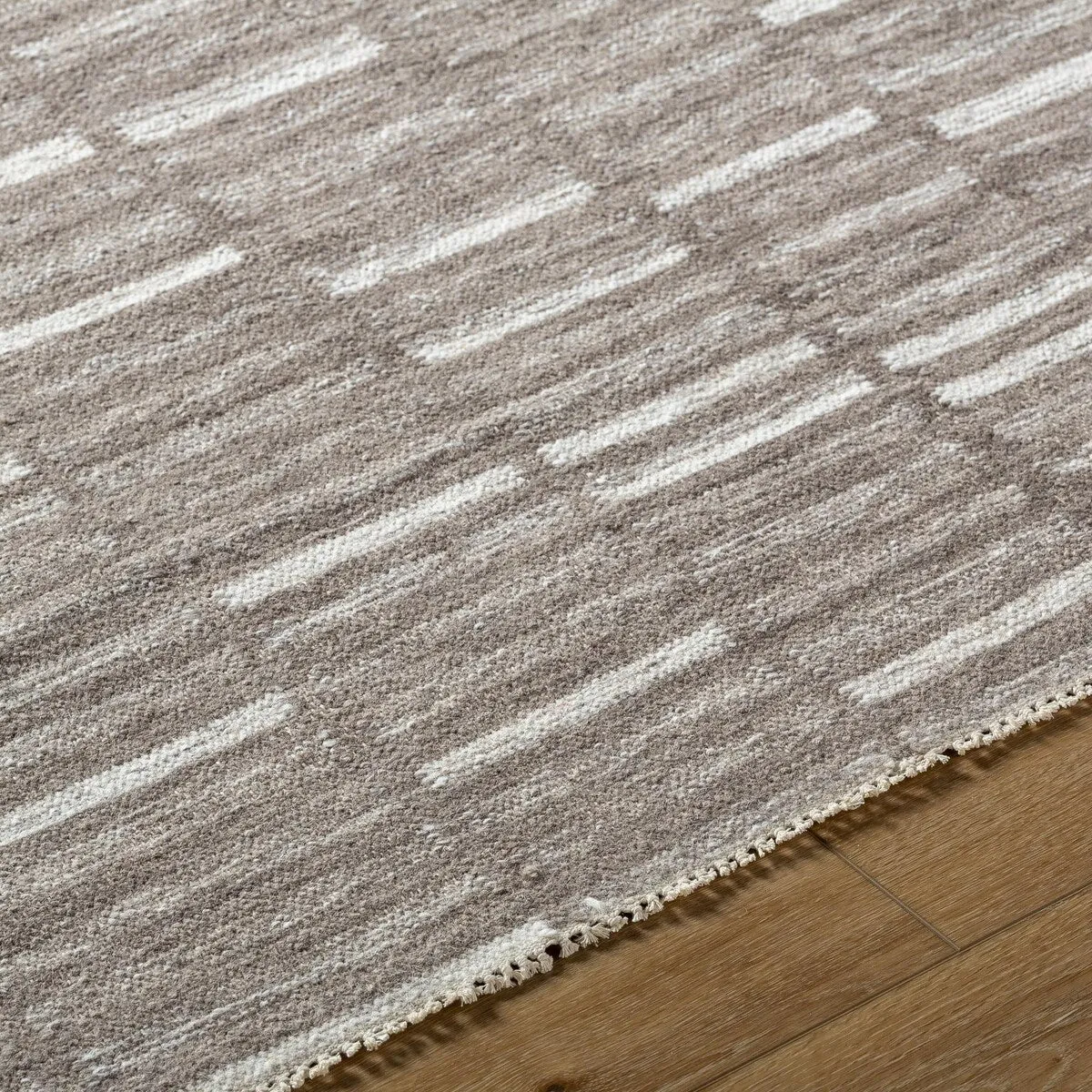 Madilyn Mid-Century Modern Stripe Fringed Area Rug