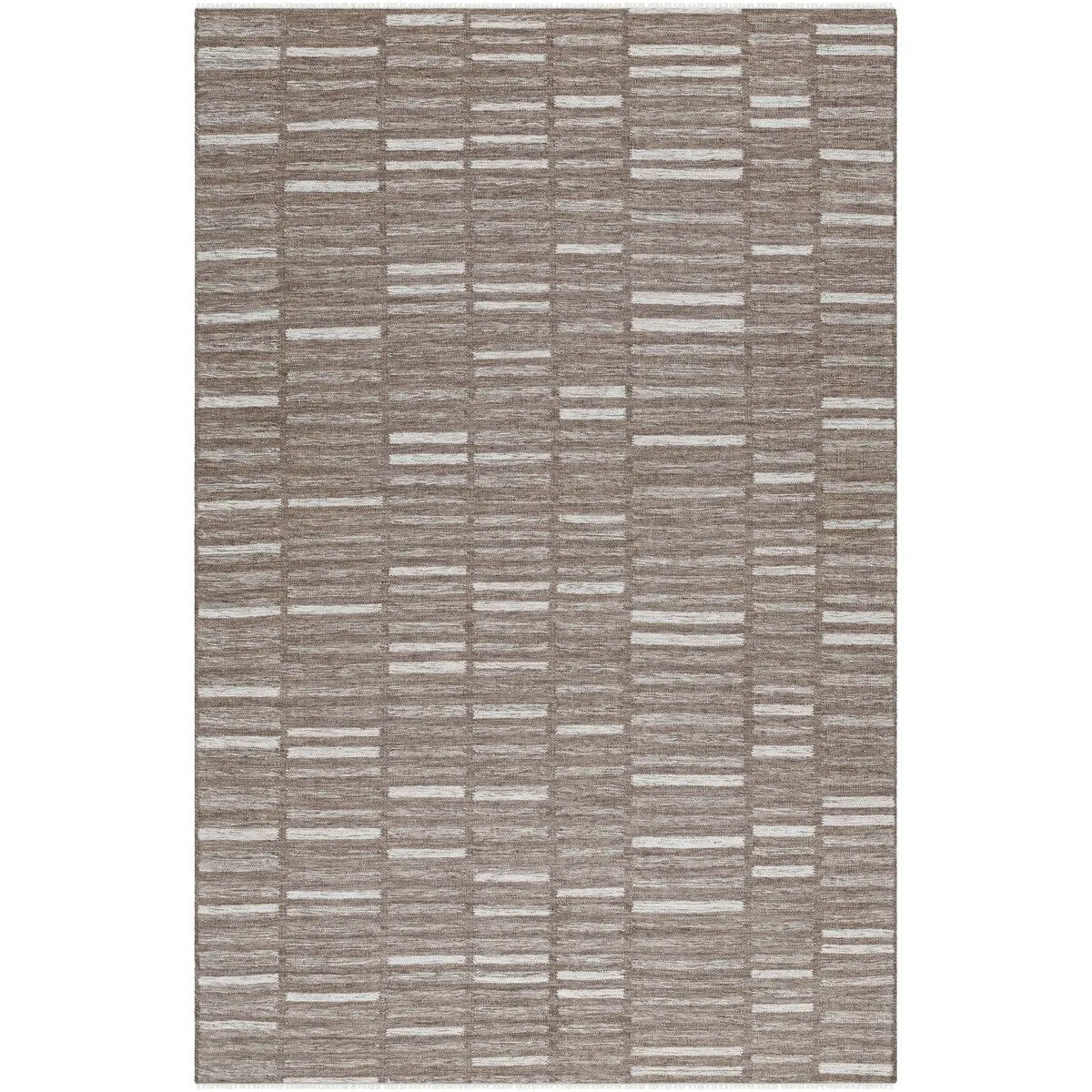 Madilyn Mid-Century Modern Stripe Fringed Area Rug