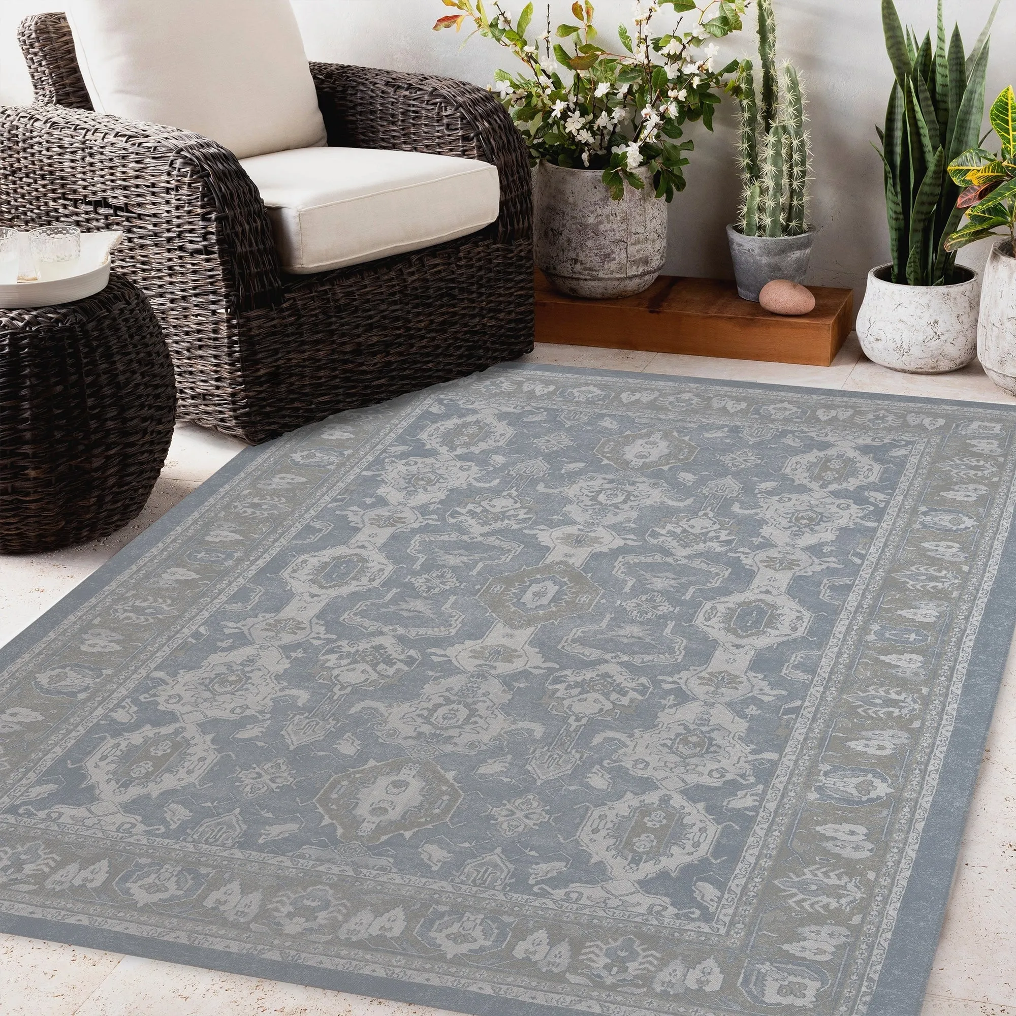 MAHAL LIGHT BLUE Outdoor Rug By Kavka Designs