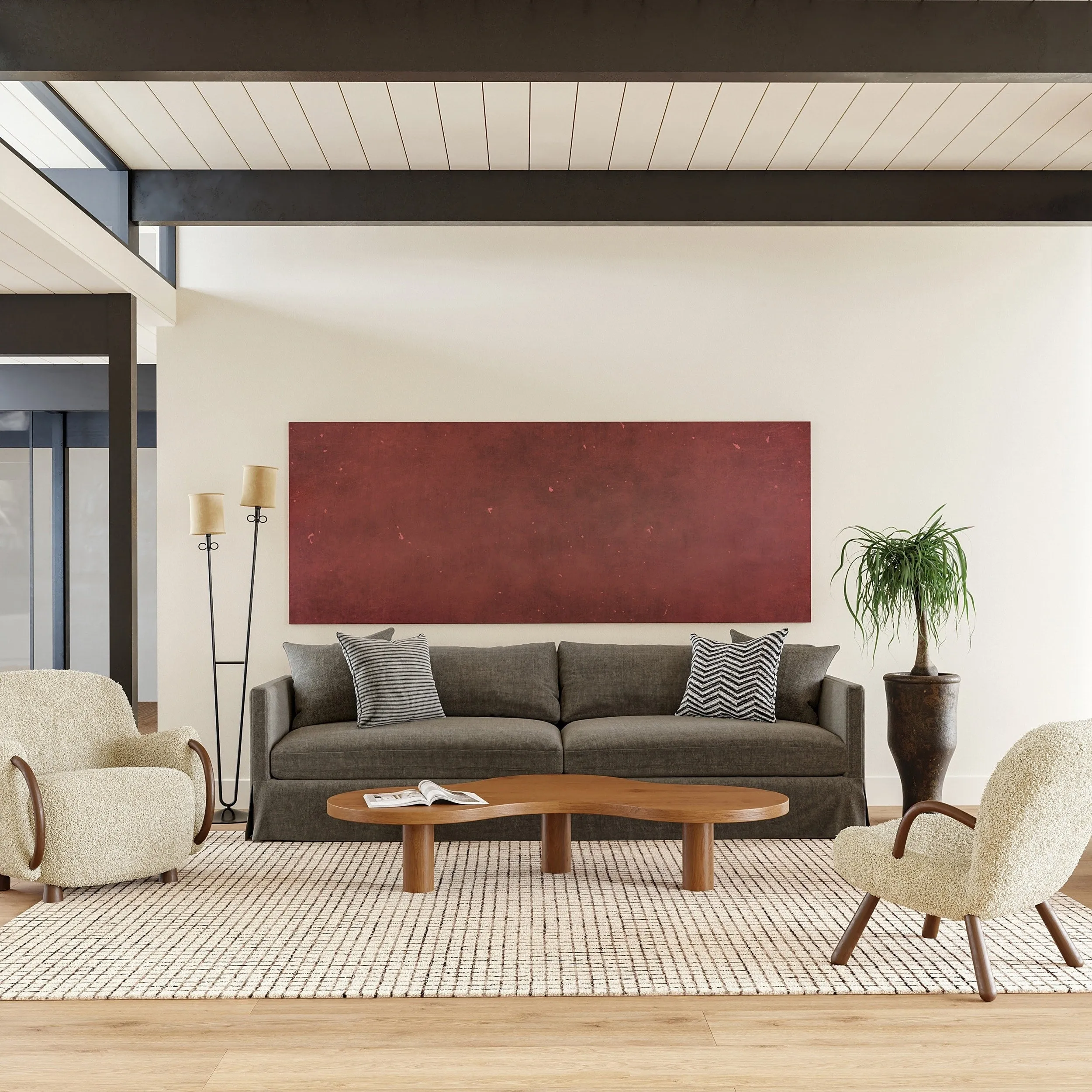 Melrose Checked Wool Area Rug