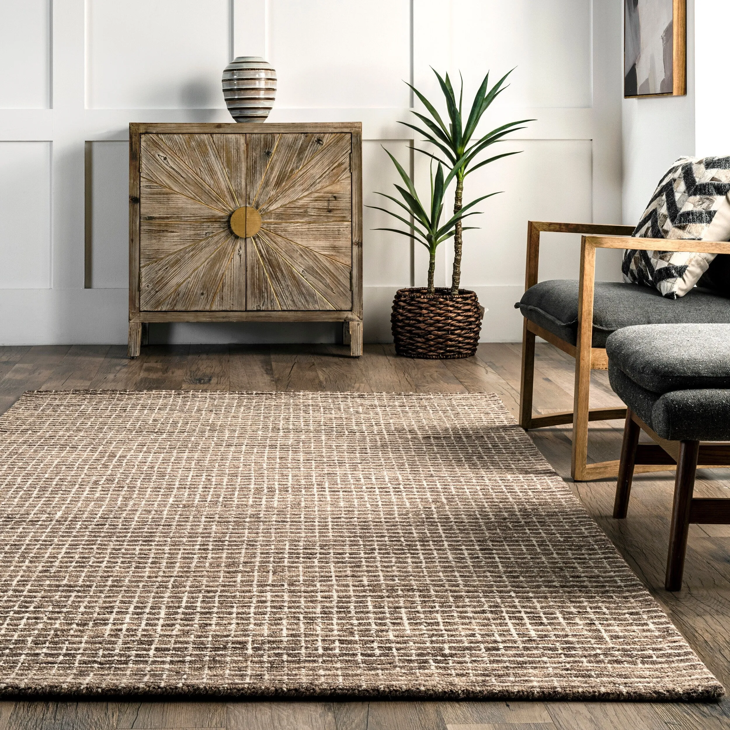 Melrose Checked Wool Area Rug