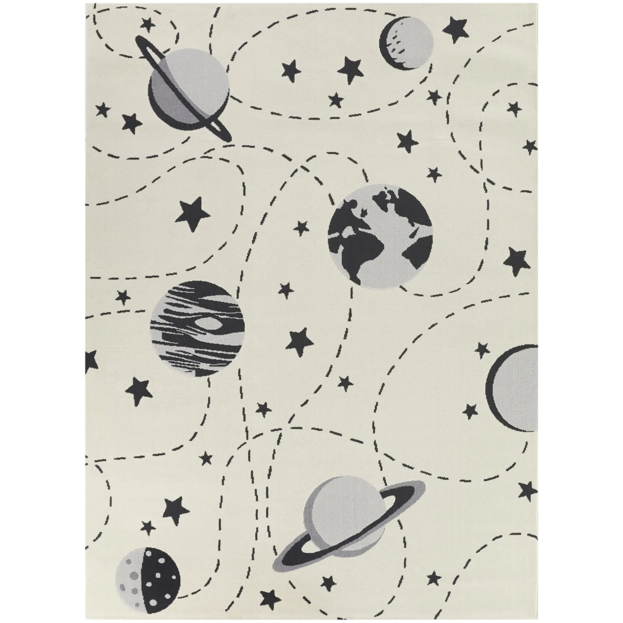 Mod-Tod Galaxy Orbit Space Pattern Multicolor Kids Area Rug