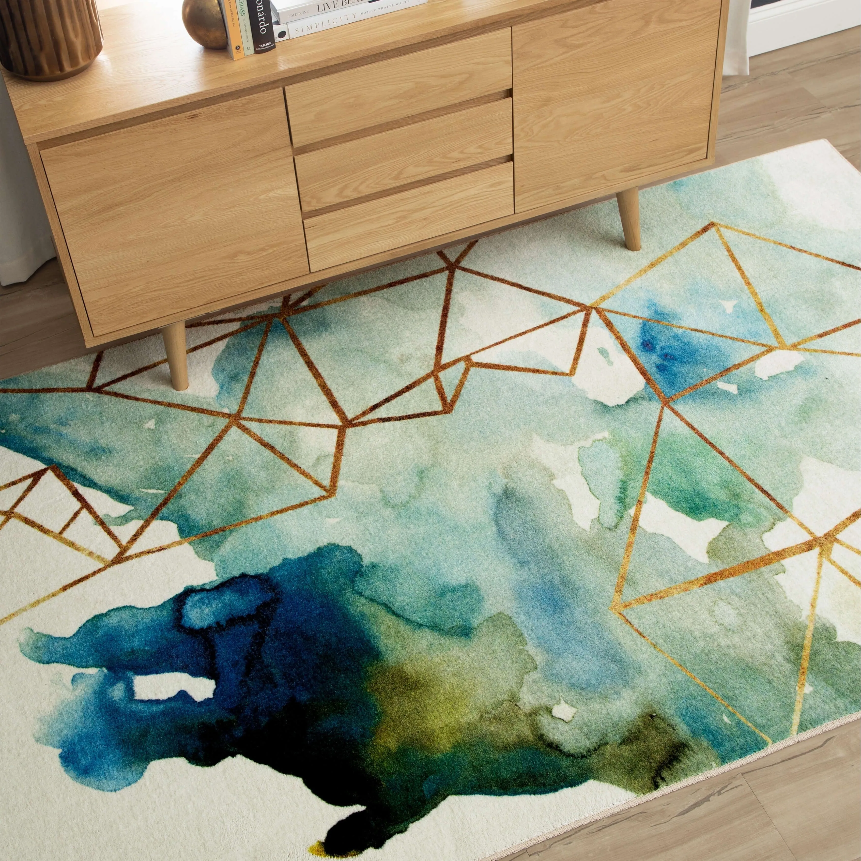 Mohawk Home Cognition Watercolor Abstract Geometric Area Rug