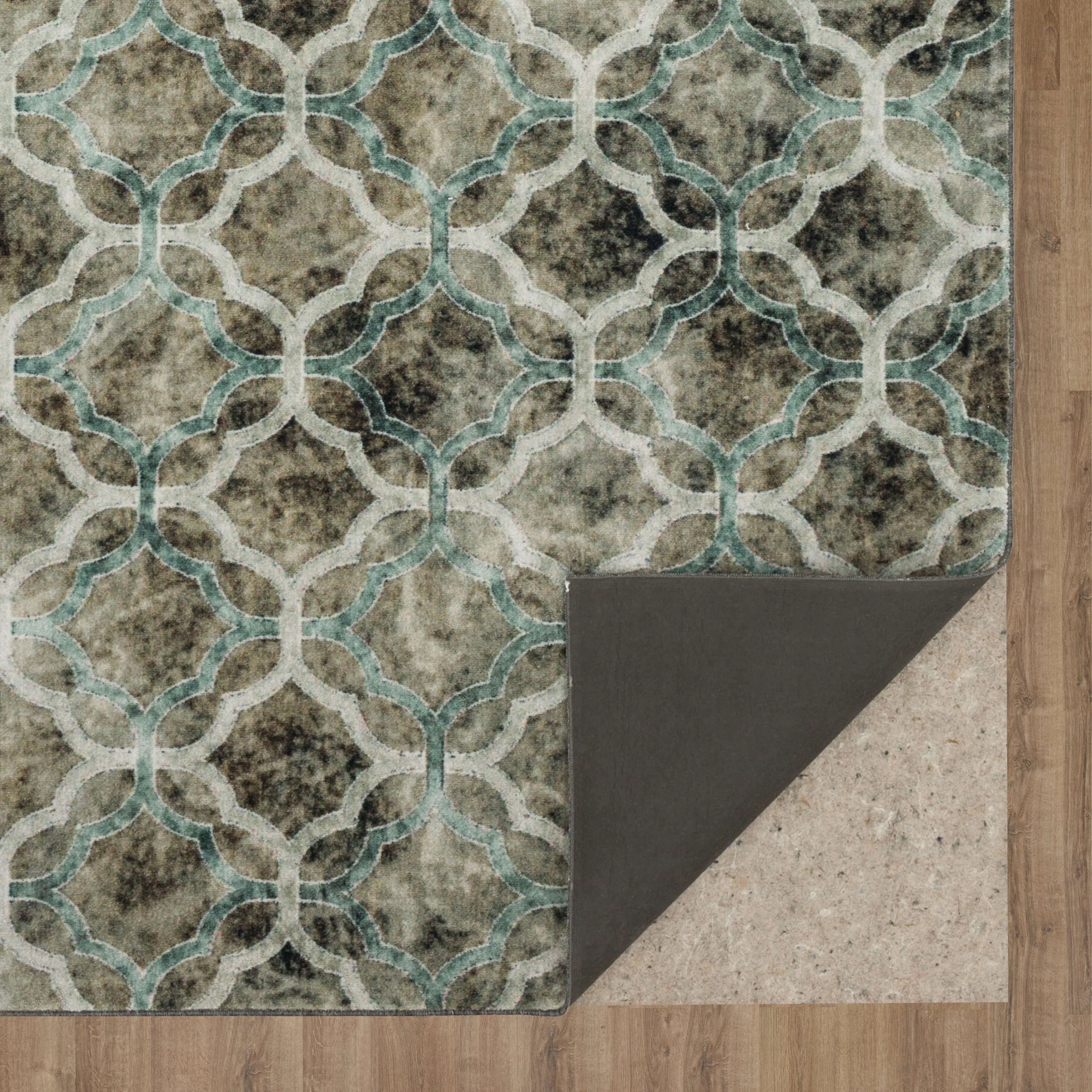 Mohawk Home Quatrefoil Fret Geometric Trellis Grey Area Rug