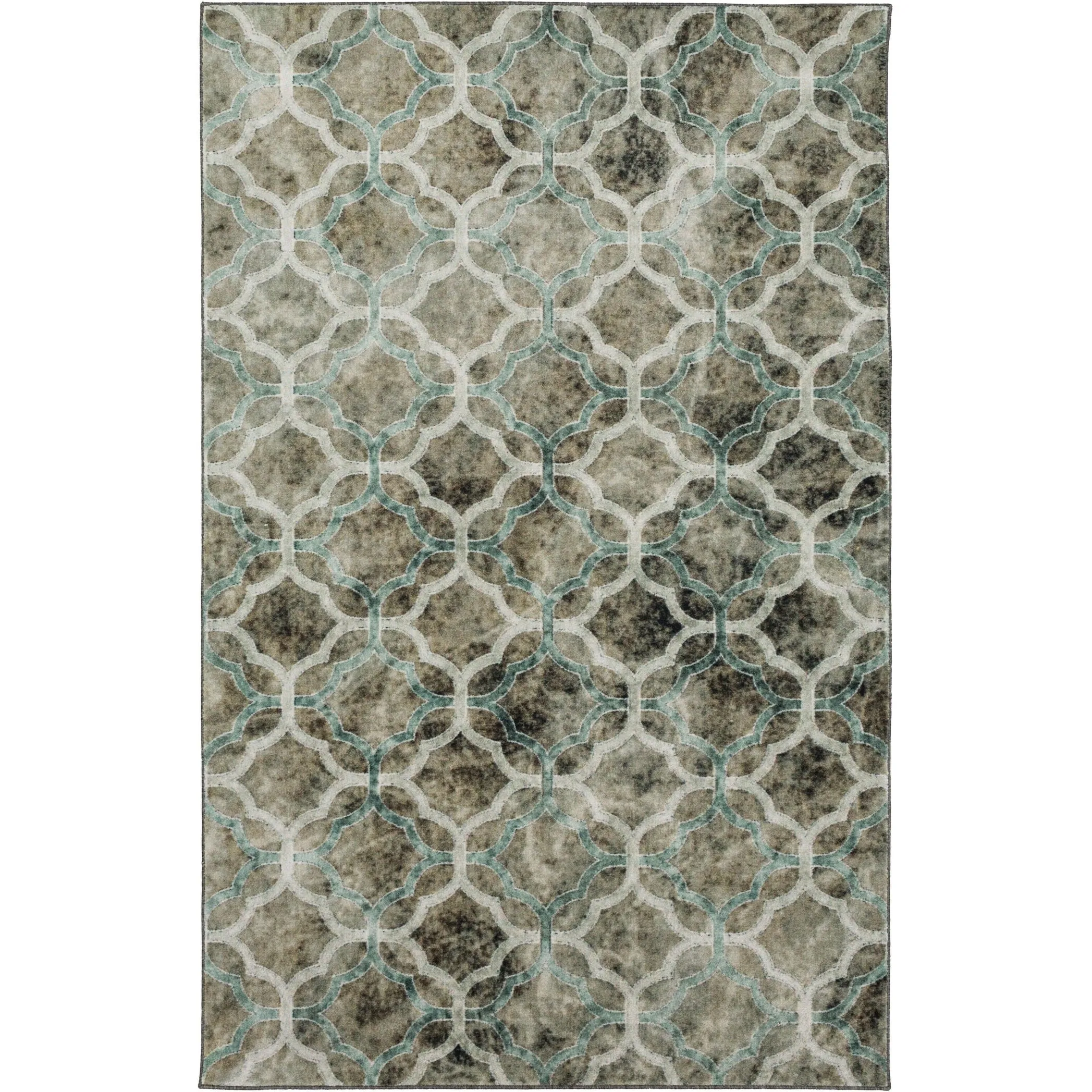Mohawk Home Quatrefoil Fret Geometric Trellis Grey Area Rug