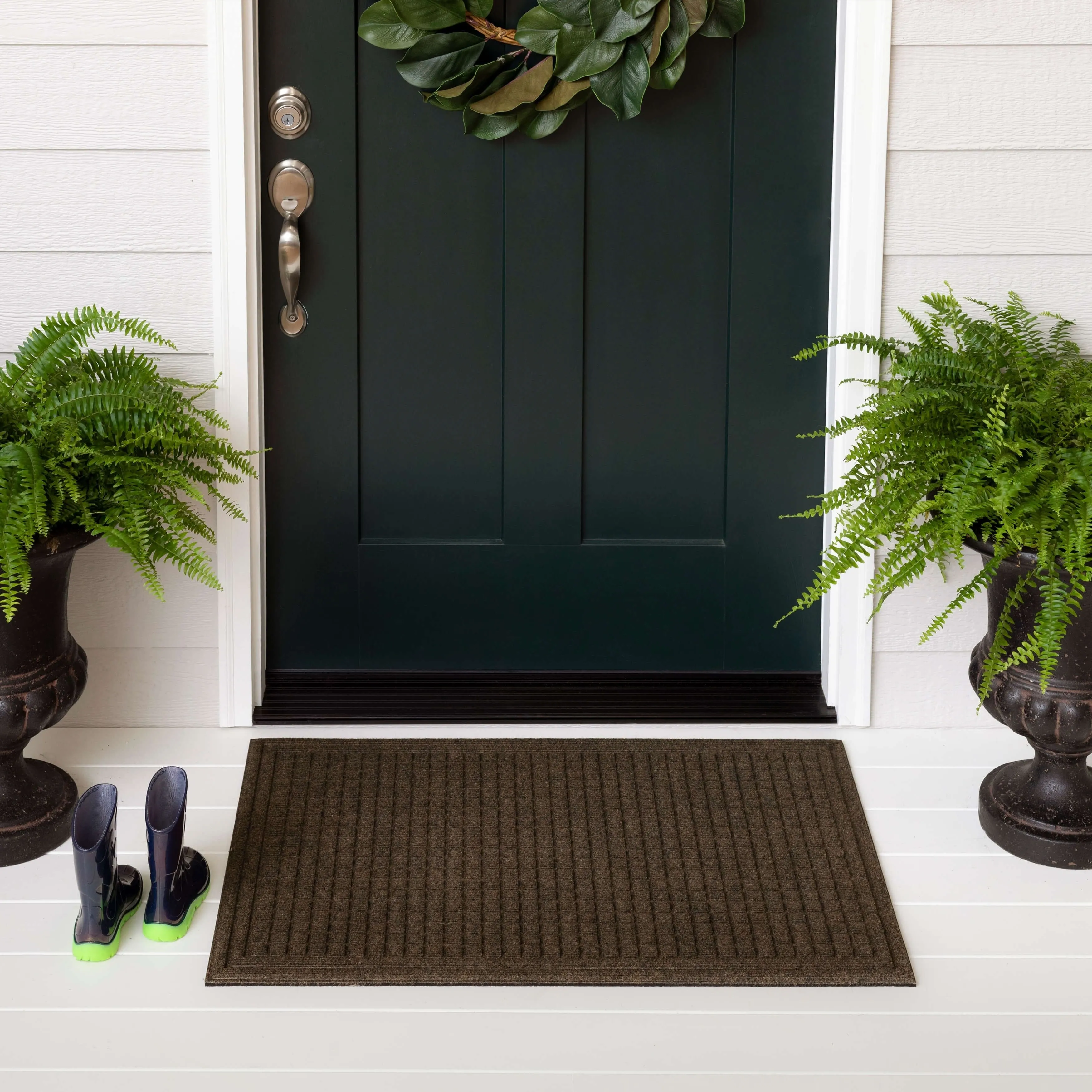 Mohawk Home Waffle Grid Impression Indoor/Outdoor Recycled Rubber All Weather Utility Doormat