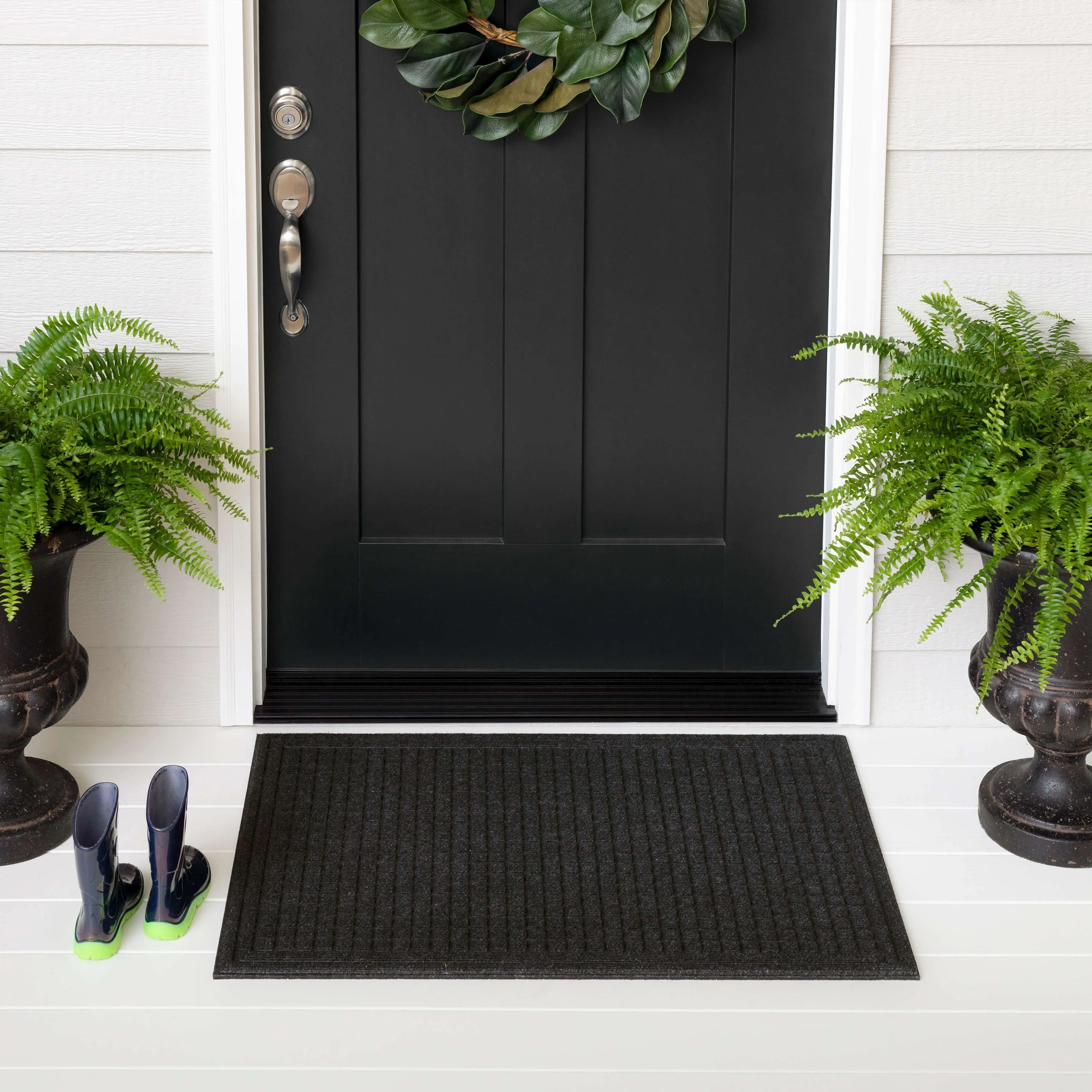 Mohawk Home Waffle Grid Impression Indoor/Outdoor Recycled Rubber All Weather Utility Doormat