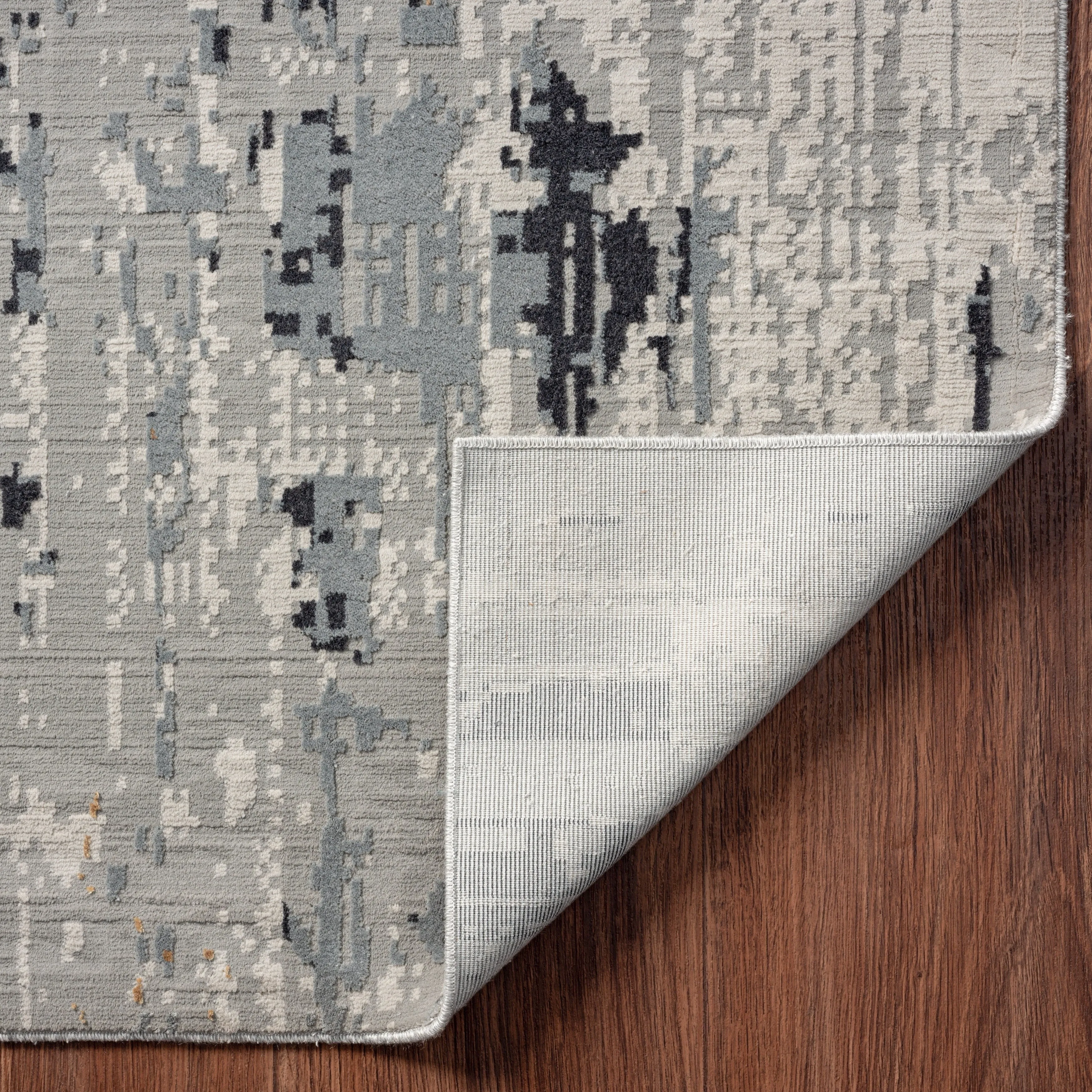 N Natori Bliss Abstract Floral Silver/Gold Modern Area Rug