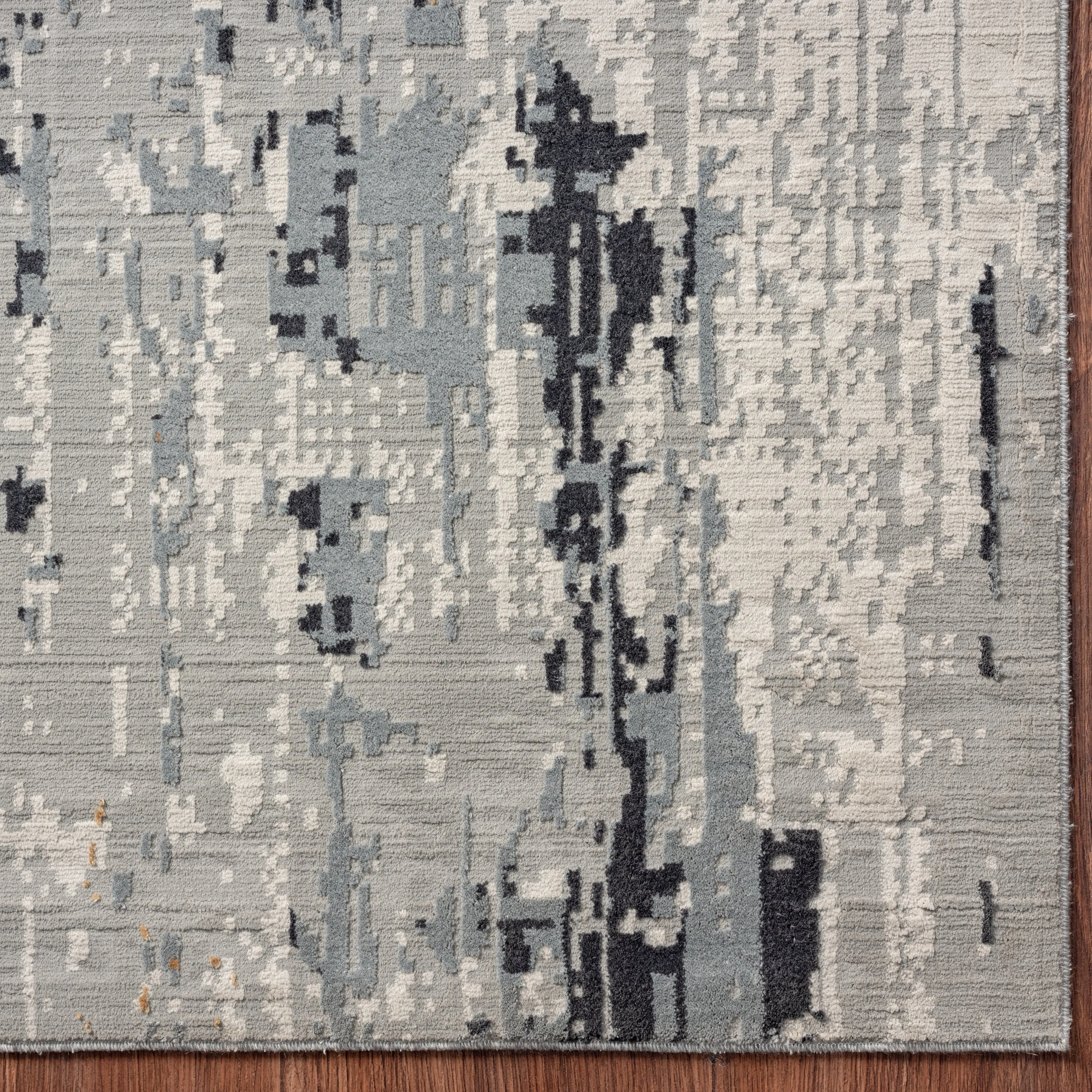 N Natori Bliss Abstract Floral Silver/Gold Modern Area Rug